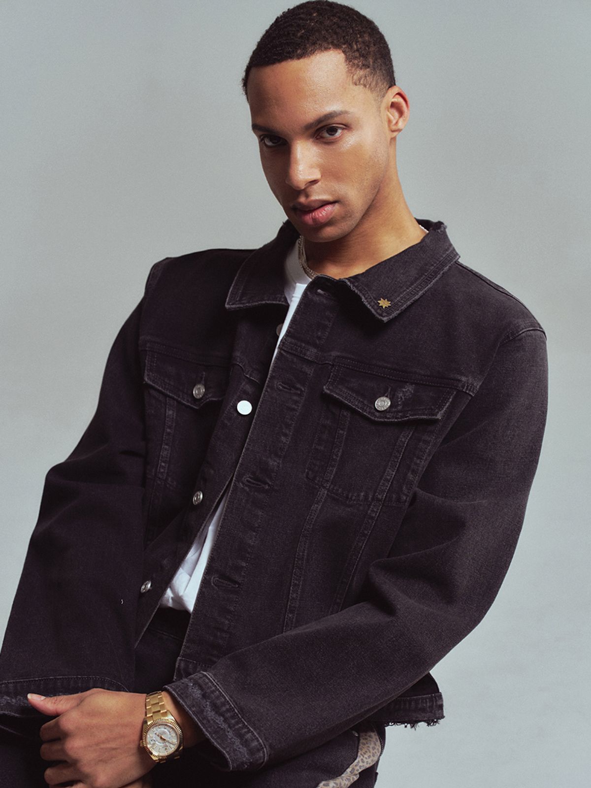 에르에르(ERER) Men Damage denim jacket Black