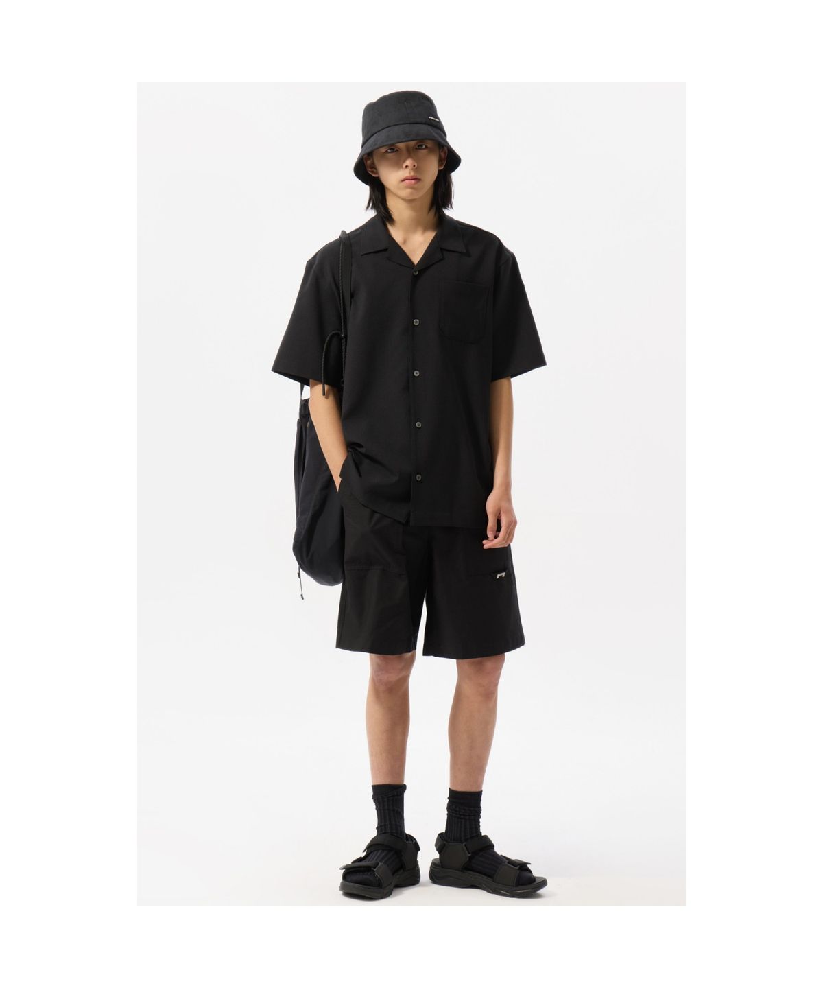 커스텀멜로우(CUSTOMELLOW) Regular Mesh Fabric Half Shirt CWSAM25312BKX
