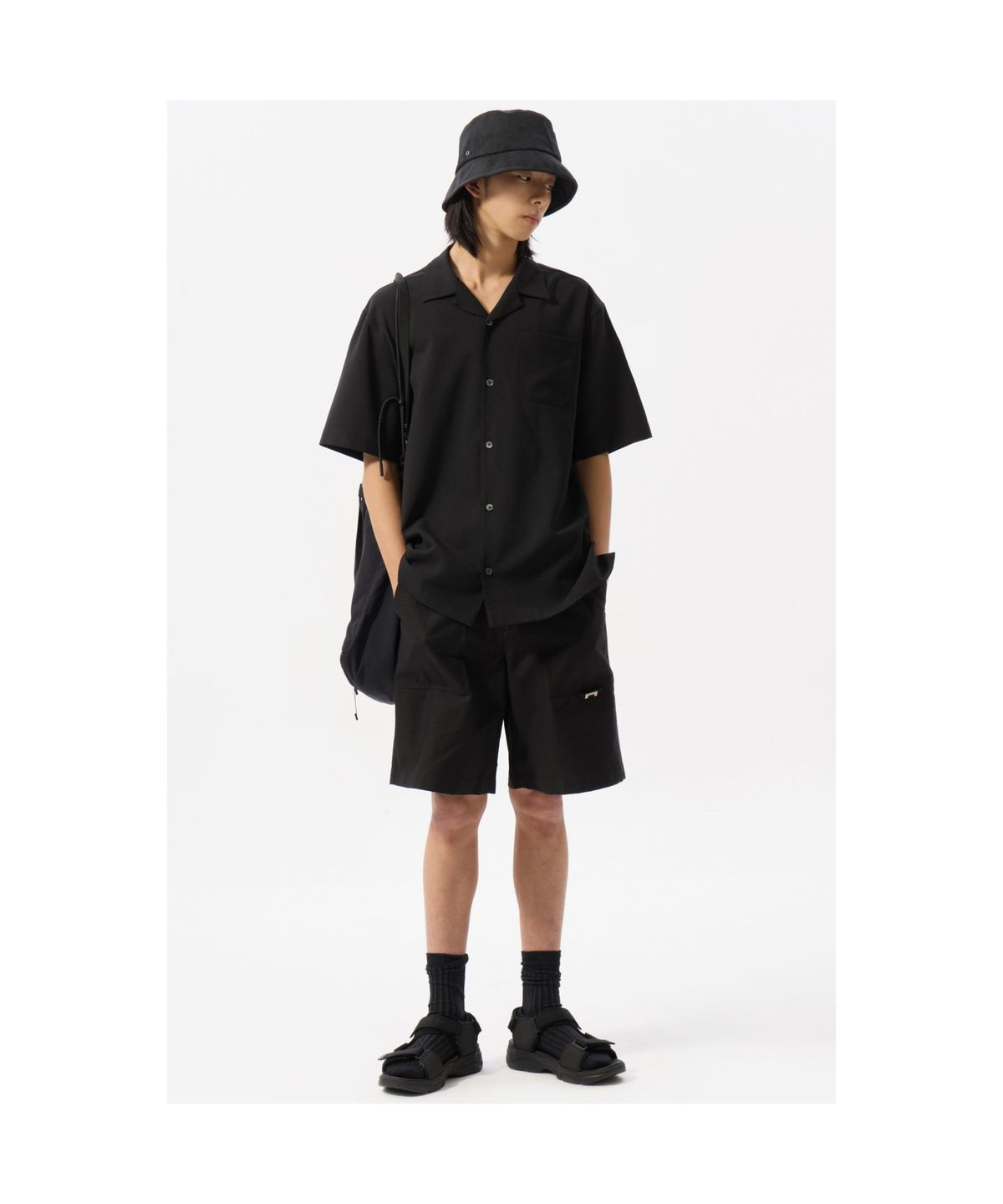 커스텀멜로우(CUSTOMELLOW) Regular Mesh Fabric Half Shirt CWSAM25312BKX