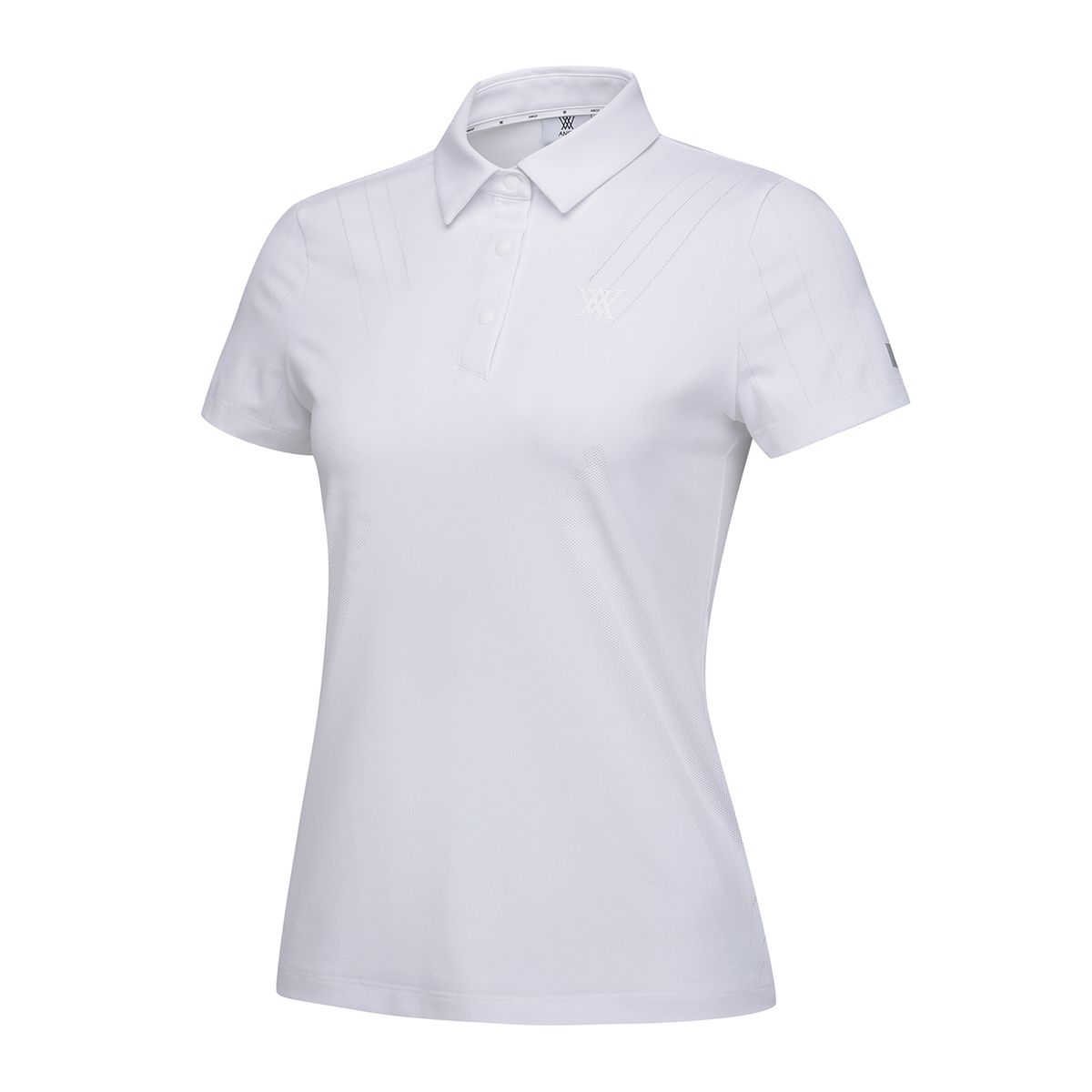어뉴골프(ANEW GOLF) WOMEN SM BLACK FINISH JACQUARD SHORT T-SHIRT_WH