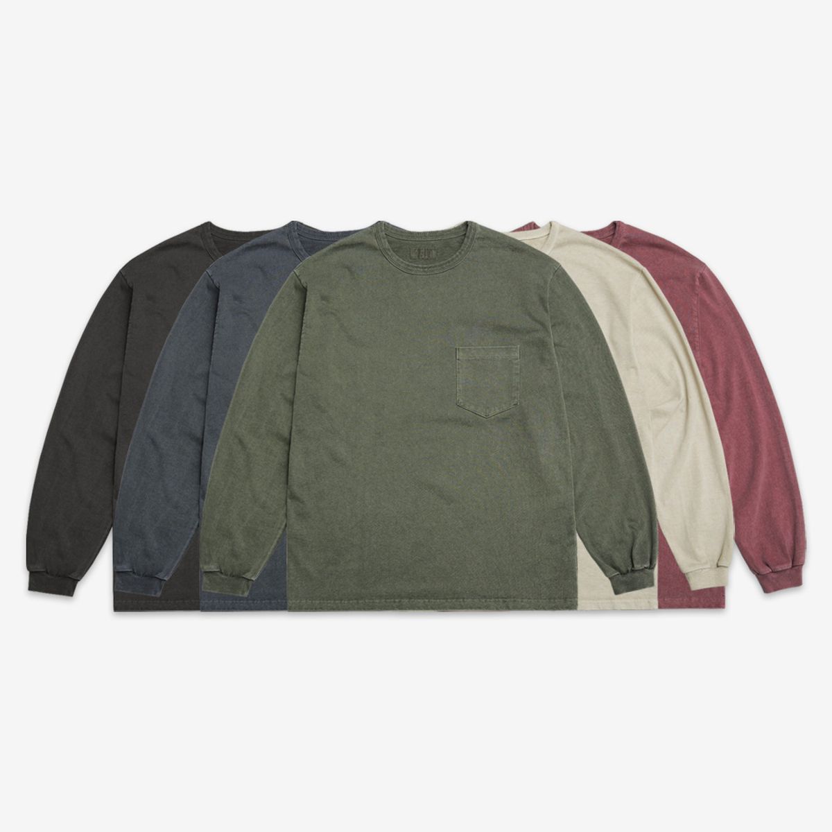 솔티(SORTIE) Pigment Long Sleeve Poket T-Shirts (Dark Gray)