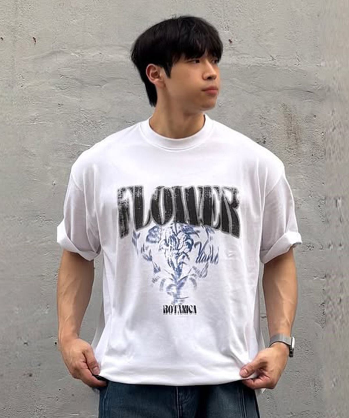 엑스오엑스(XOX) 스머징 플라워 크루넥 반팔 티셔츠(3color)