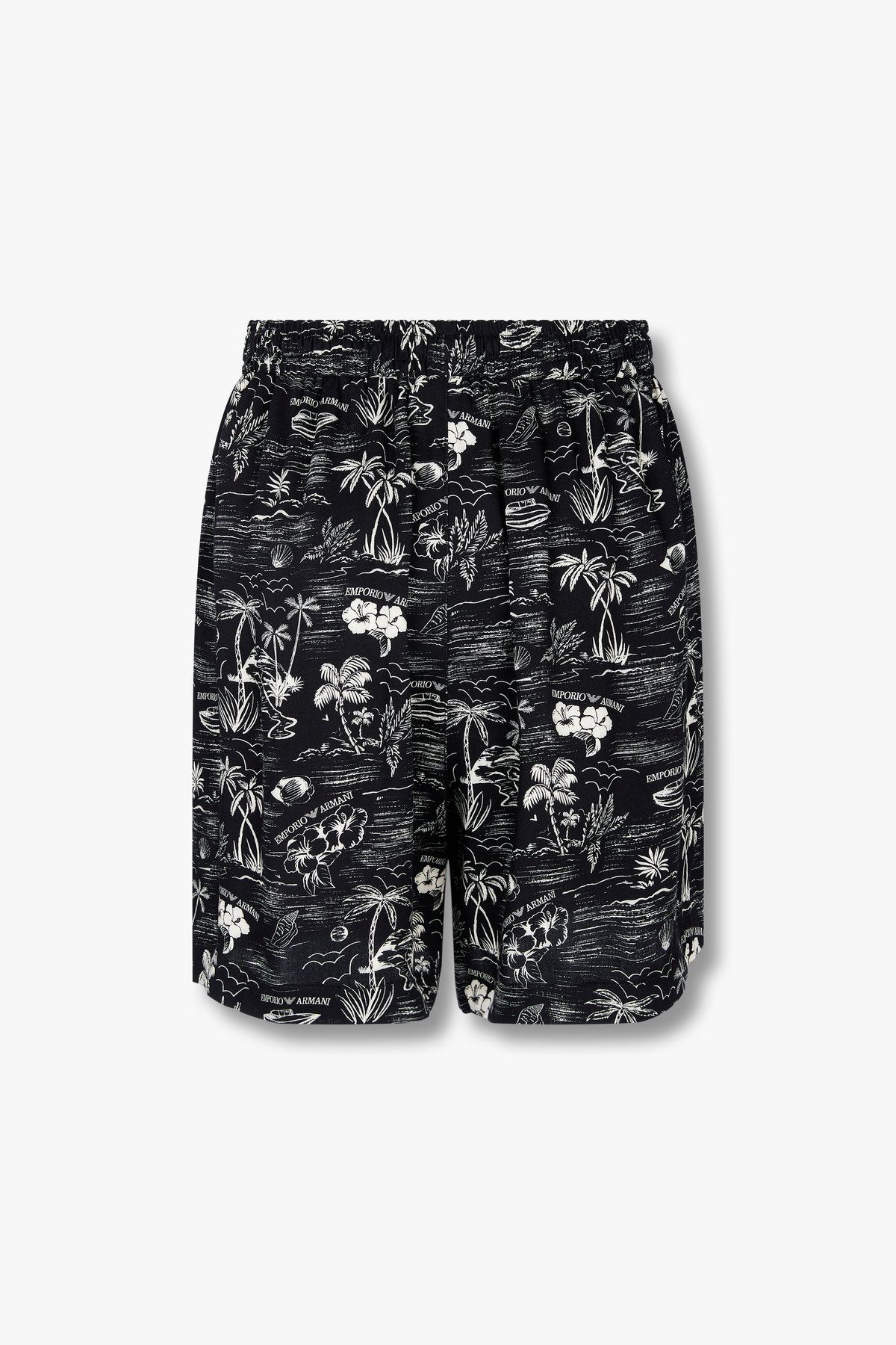 엠포리오 아르마니 언더웨어(EMPORIO ARMANI UNDERWEAR) 여성 팜트리 패턴 레이온 비치 쇼츠 _블랙 0825131513