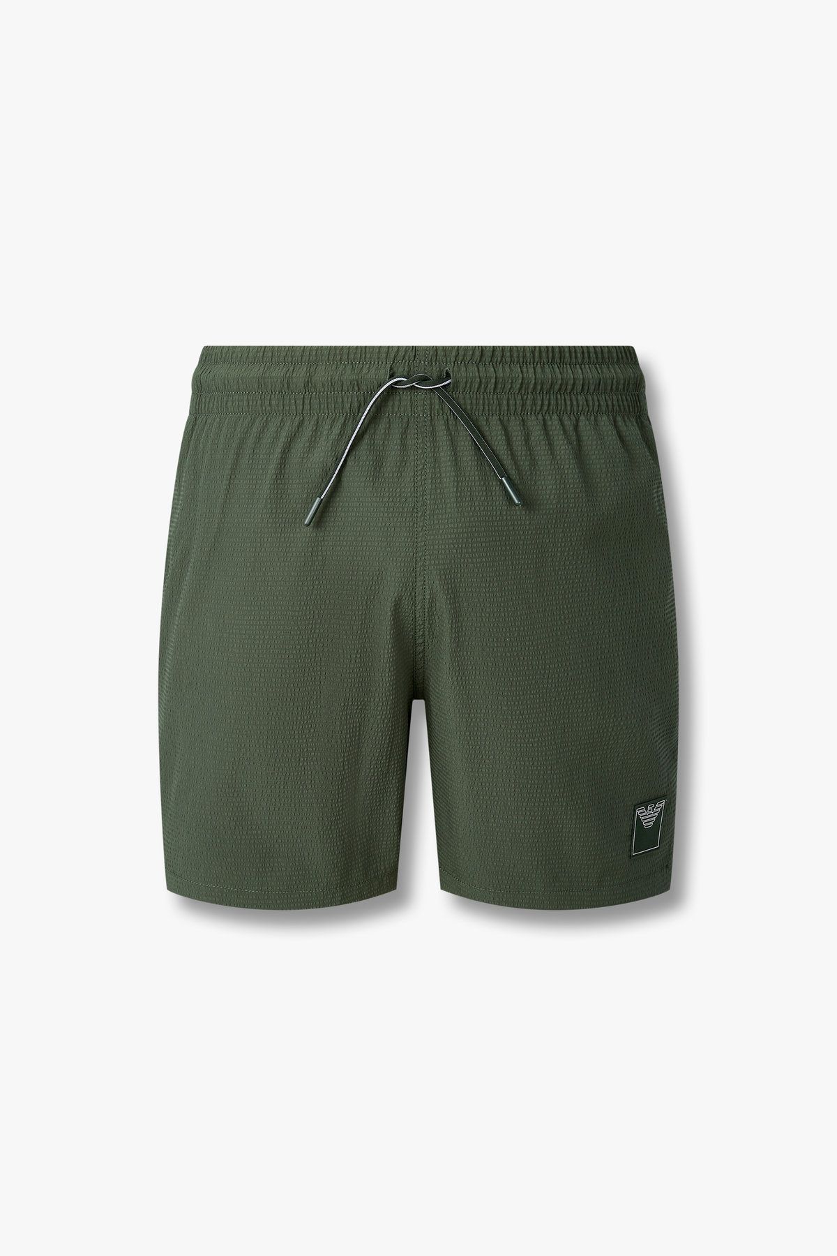 엠포리오 아르마니 언더웨어(EMPORIO ARMANI UNDERWEAR) 남성 로고 패치 시어서커 스윔 쇼츠 _그린 0815121010