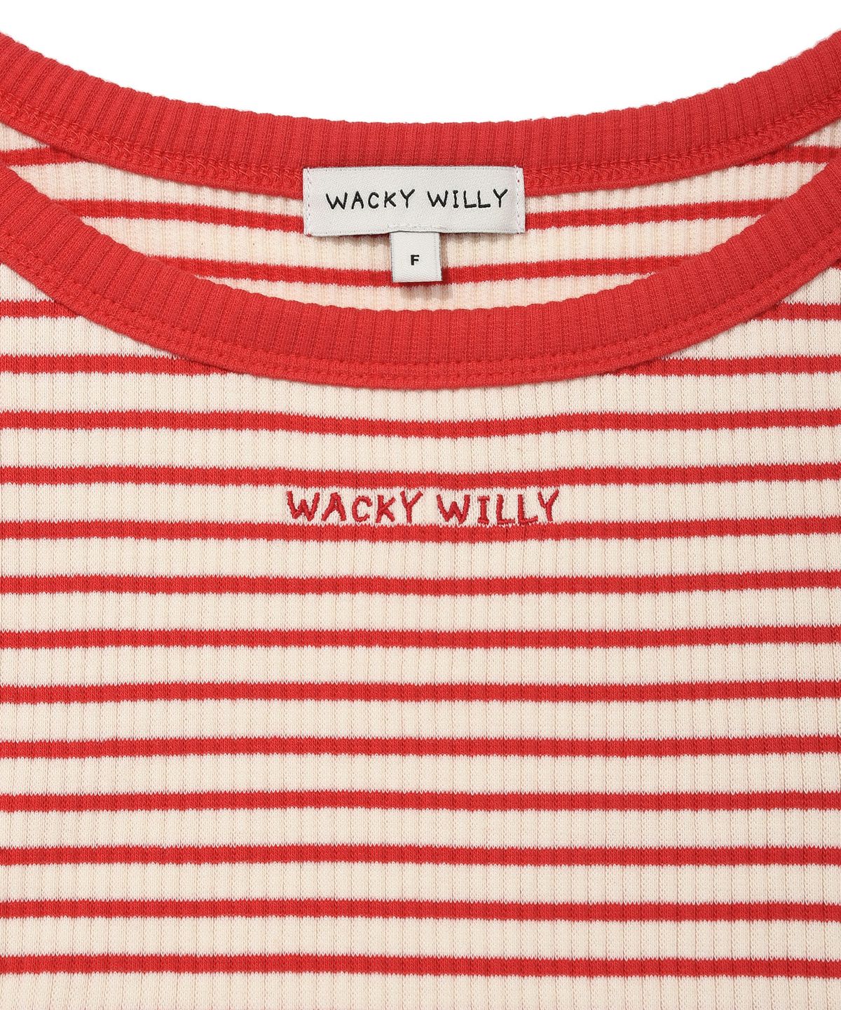 와키윌리(WACKY WILLY) 우먼스 스트라이프 슬리브리스 레드