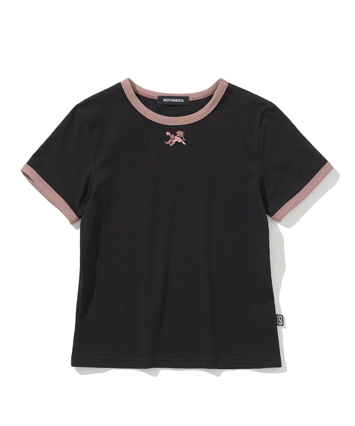낫포너드(NOT4NERD) W Tiny Flying Horned Tiger Ringer T-Shirts - Black