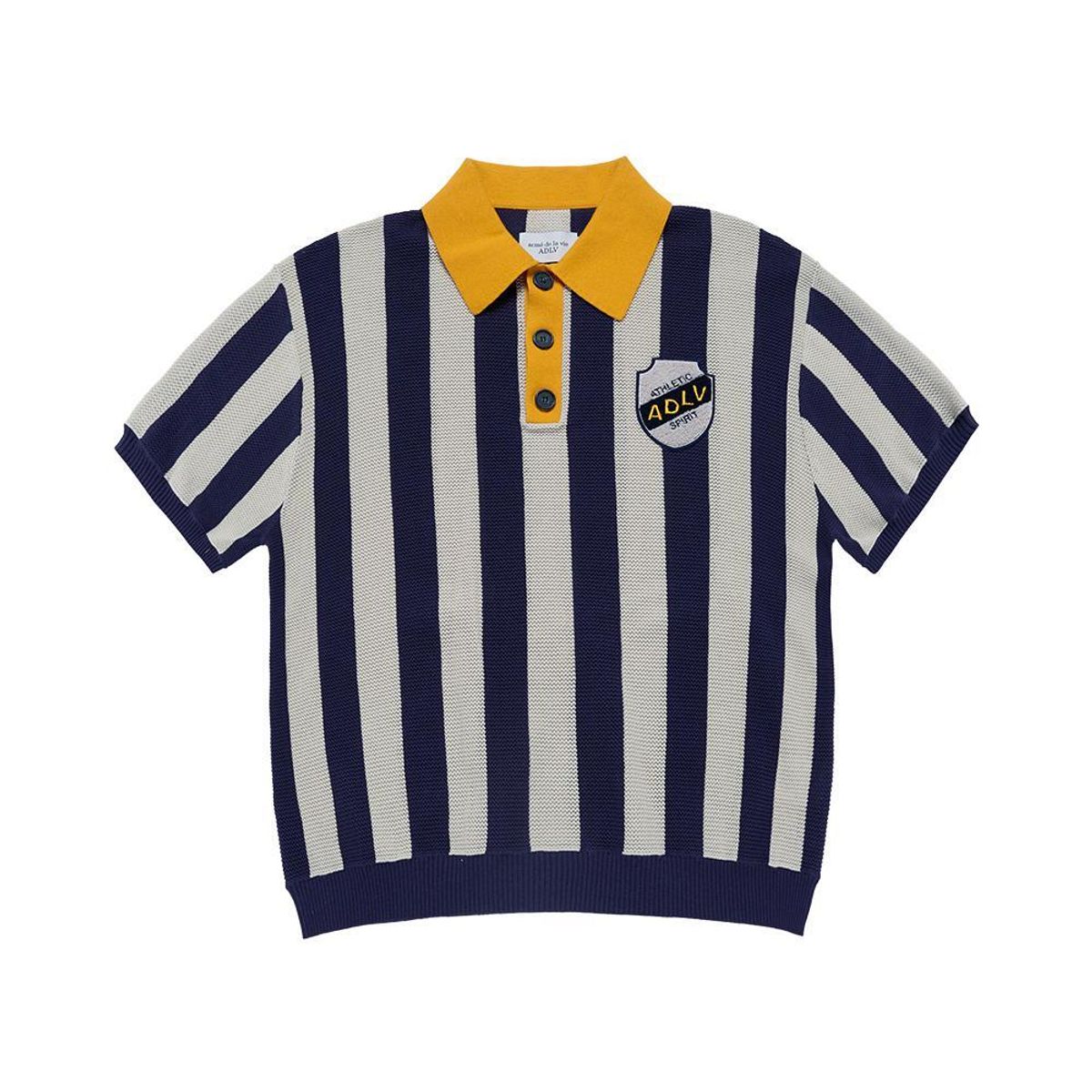 아크메드라비(ACME DE LA VIE) COLLAR POINT STRIPE SHORT SLEEVE KNIT (3COLOR)