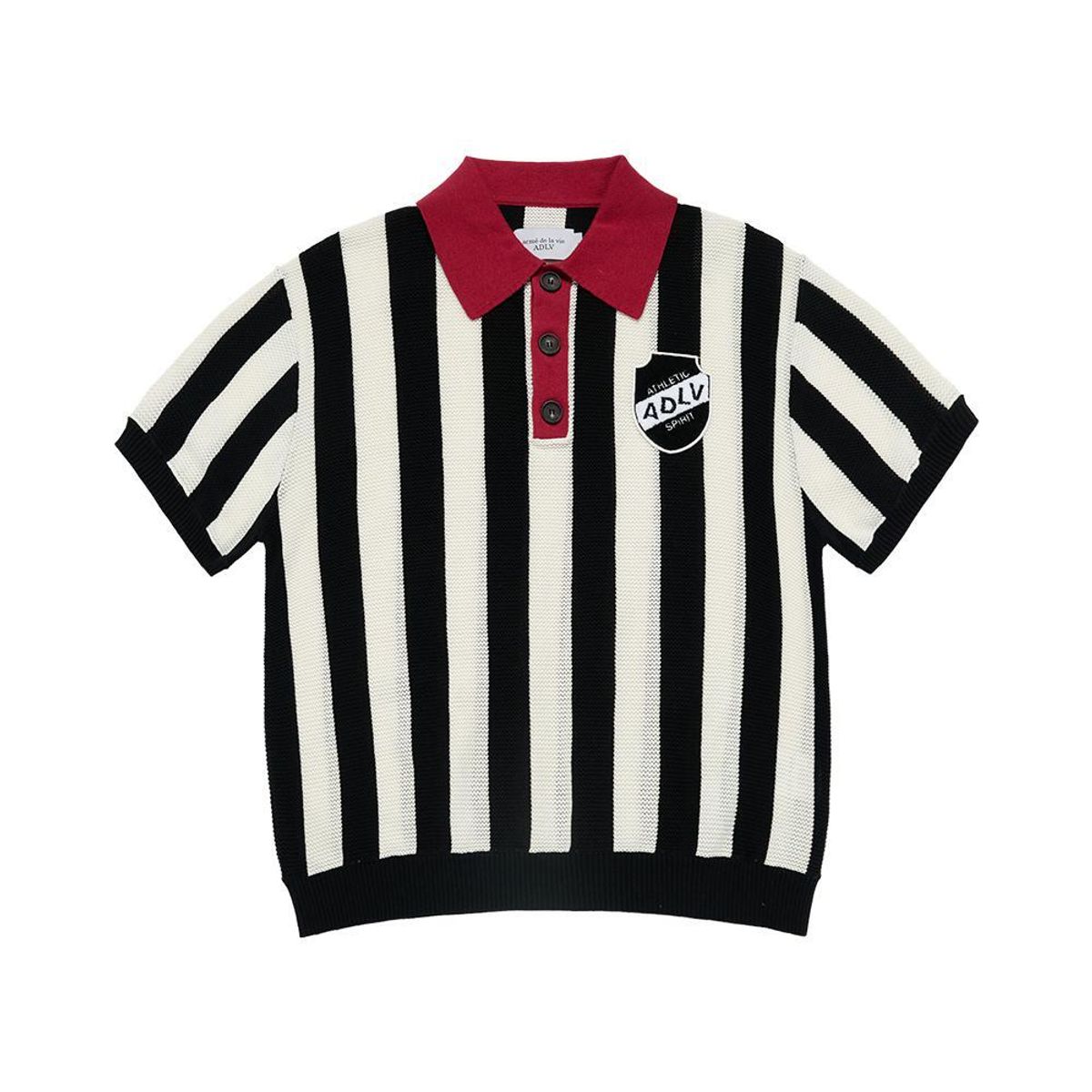 아크메드라비(ACME DE LA VIE) COLLAR POINT STRIPE SHORT SLEEVE KNIT (3COLOR)