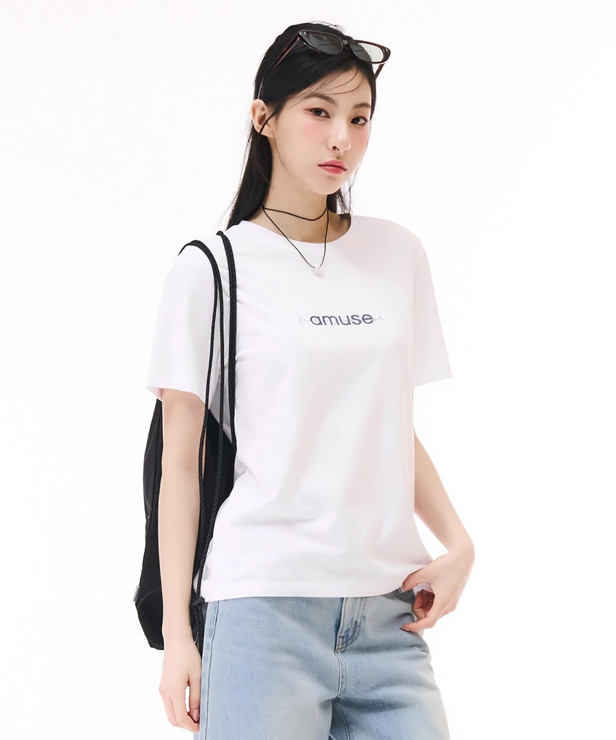 체이스컬트(CHASECULT) 여성 에센셜 레터링 반팔 티셔츠-화이트