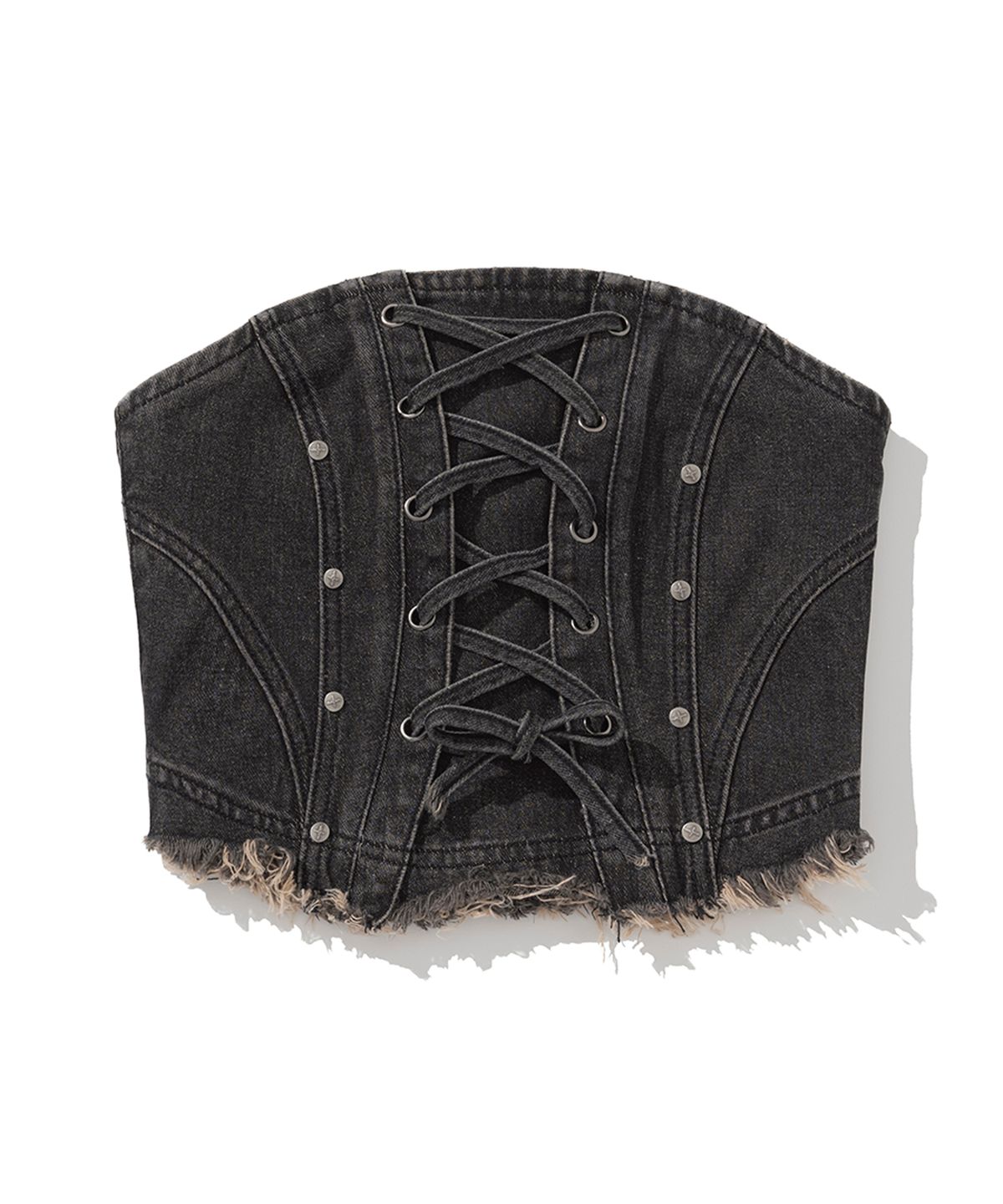낫포너드(NOT4NERD) W Eyelet Vintage Denim Corset - Black