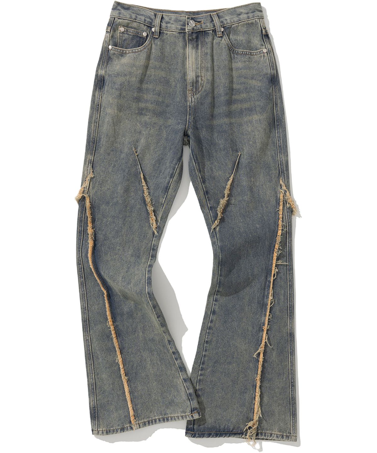 낫포너드(NOT4NERD) W Cut Off Incision Vintage Denim Pants - Deep Blue