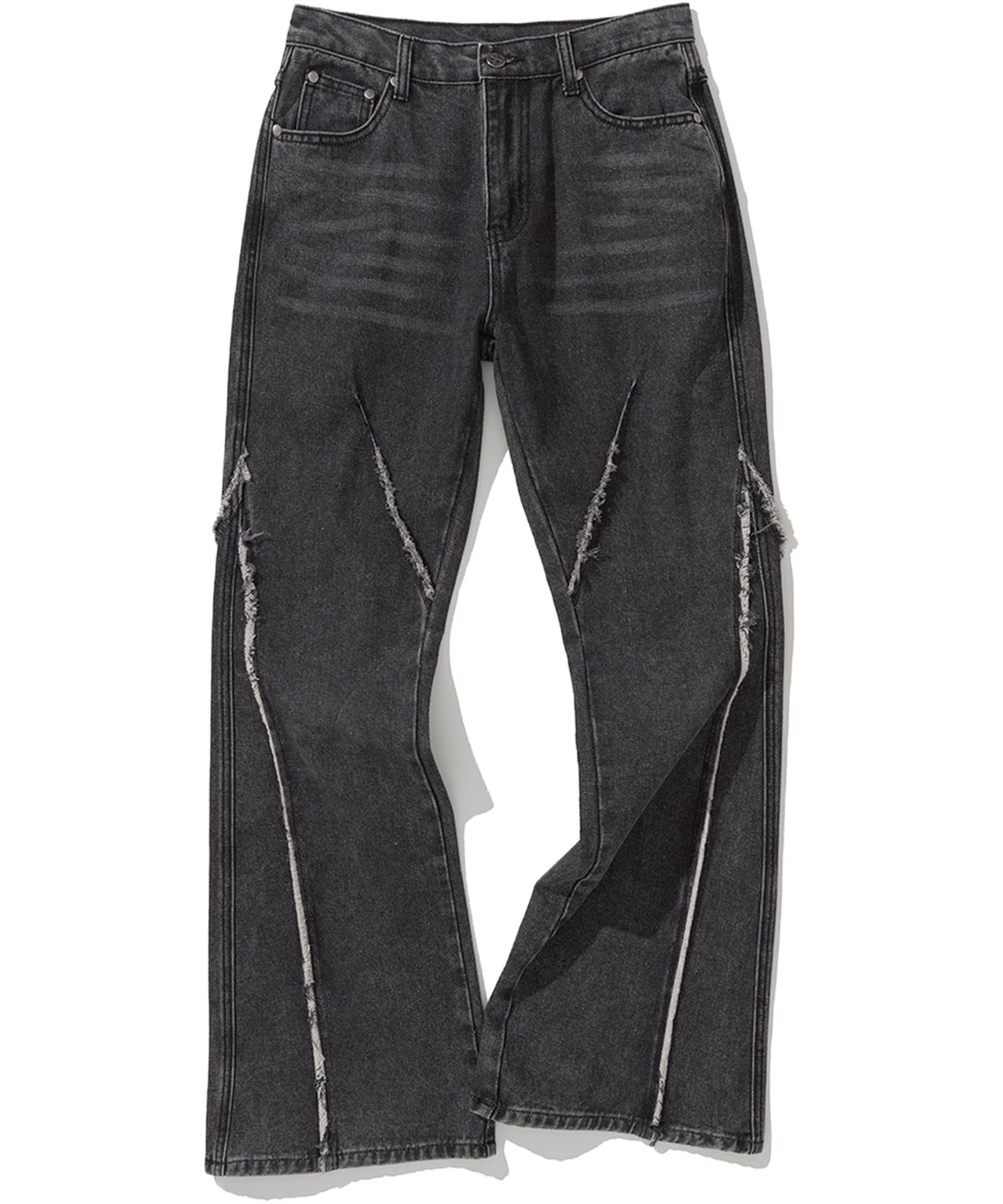 낫포너드(NOT4NERD) W Cut Off Incision Vintage Denim Pants - Black