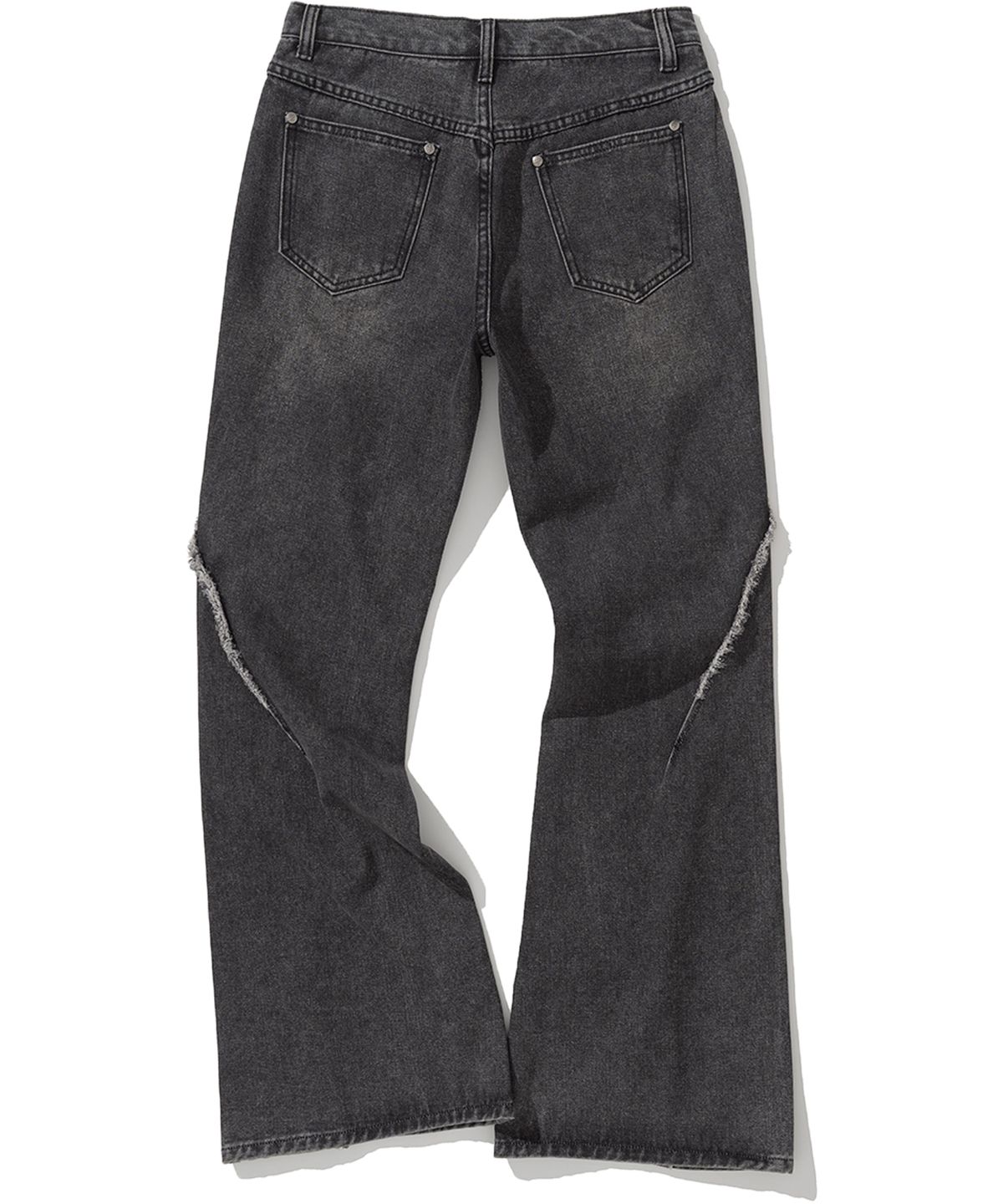 낫포너드(NOT4NERD) W Cut Off Incision Vintage Denim Pants - Black