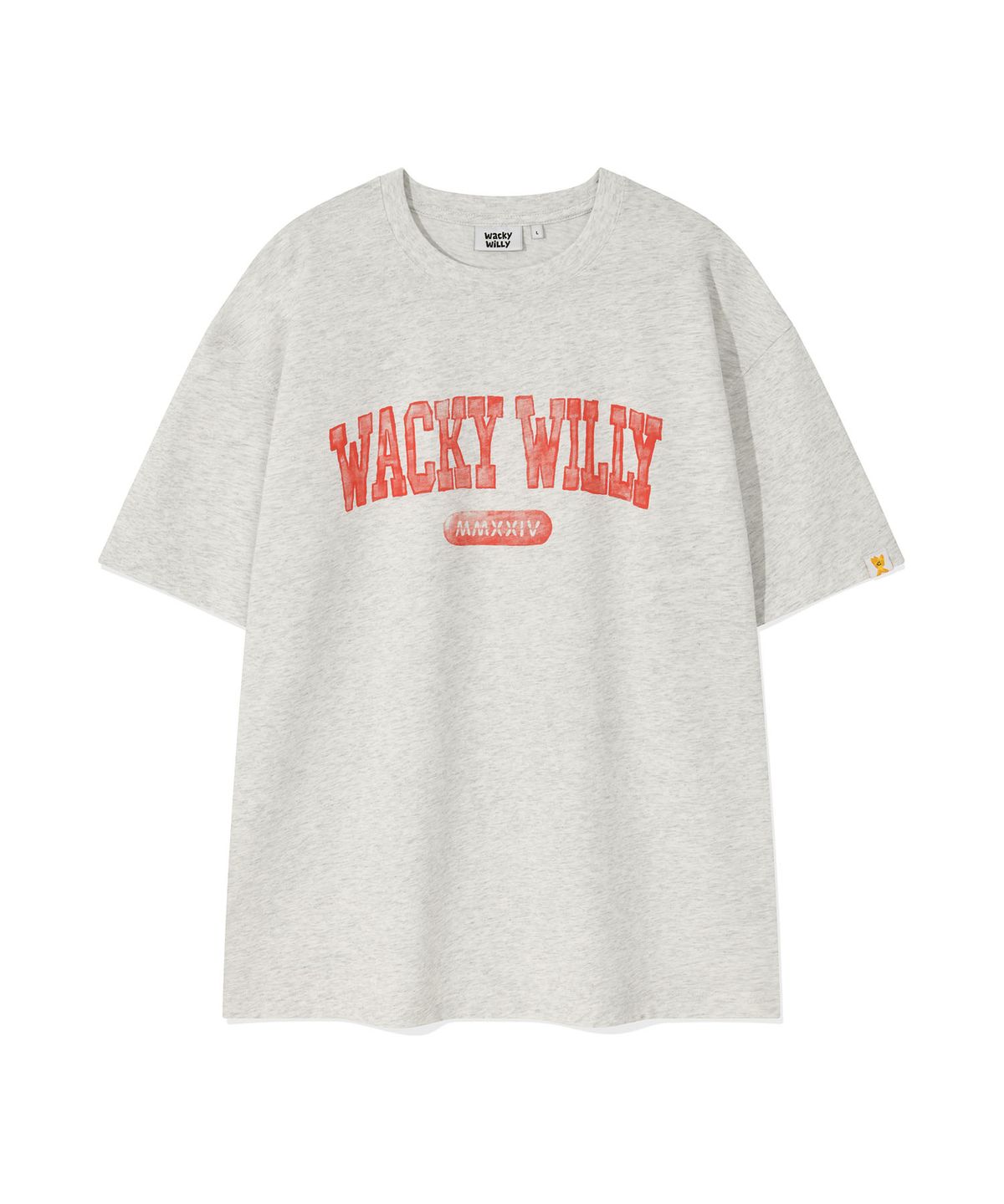와키윌리(WACKY WILLY) 아치 타이포 반팔 티셔츠 라이트그레이