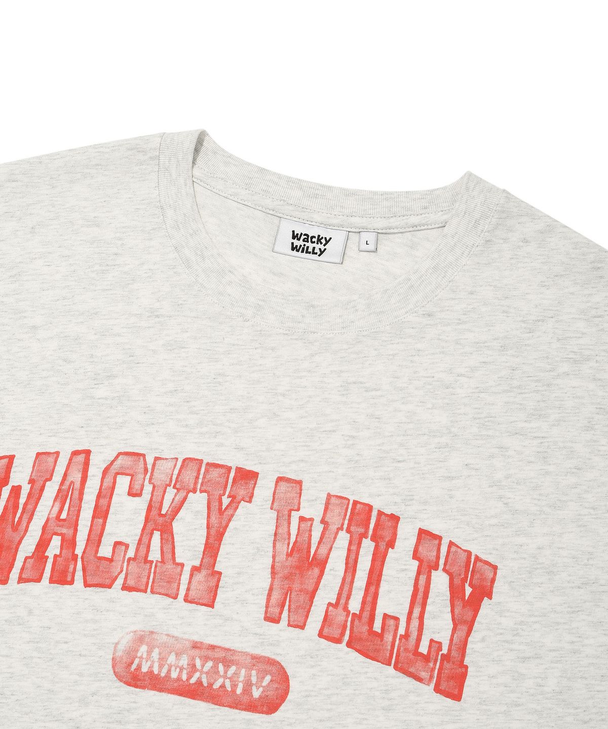 와키윌리(WACKY WILLY) 아치 타이포 반팔 티셔츠 라이트그레이