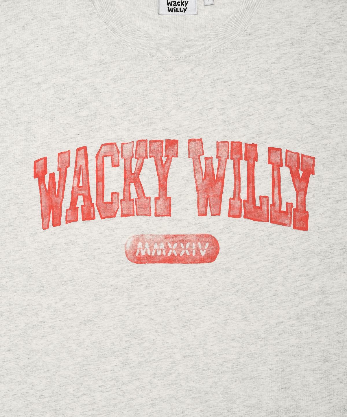 와키윌리(WACKY WILLY) 아치 타이포 반팔 티셔츠 라이트그레이