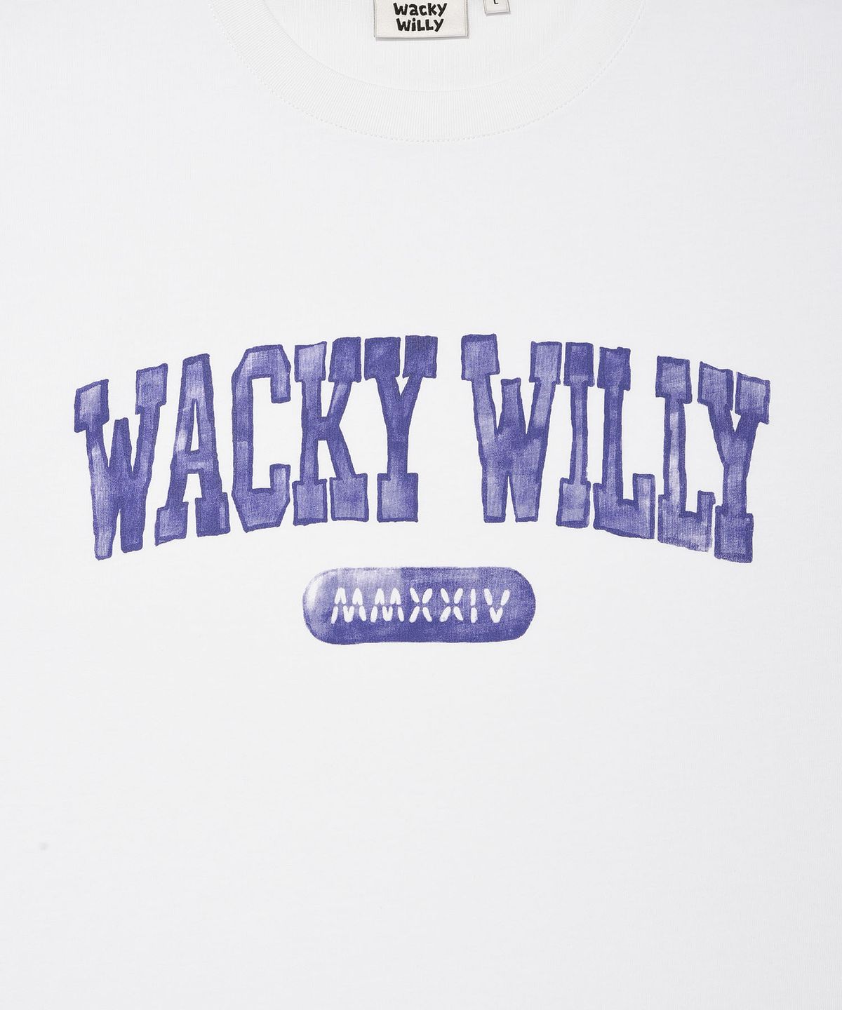 와키윌리(WACKY WILLY) 아치 타이포 반팔 티셔츠 화이트