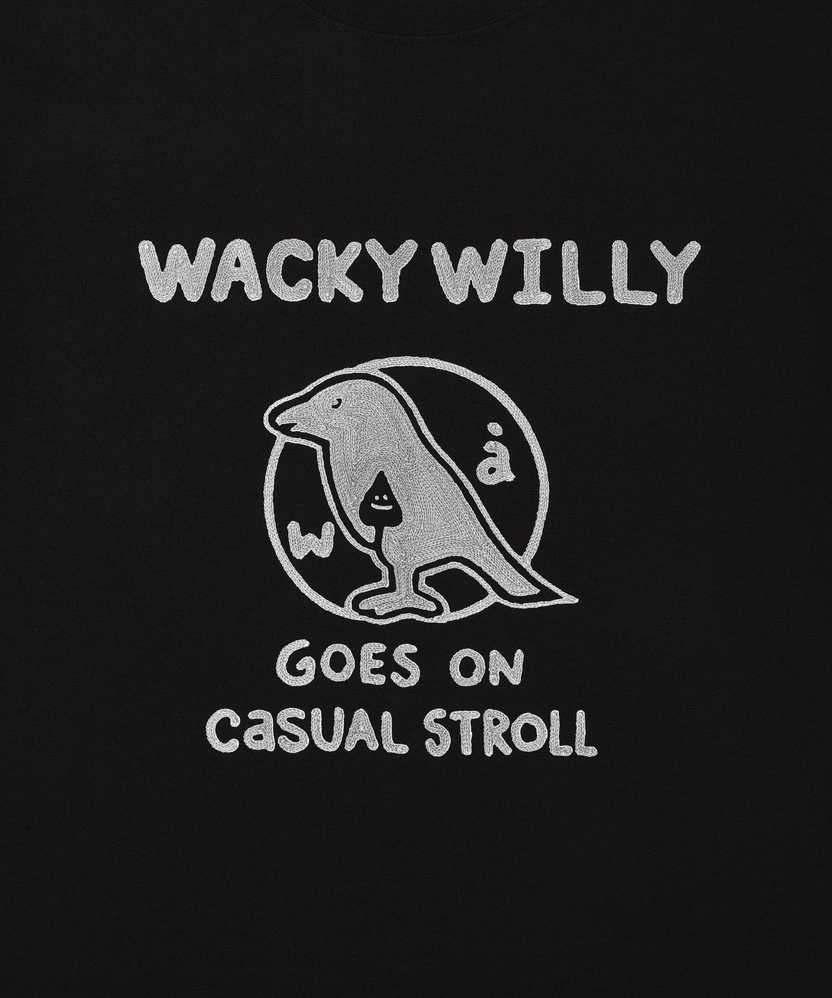 와키윌리(WACKY WILLY) 타이포 버드 그래픽 반팔 티셔츠 블랙