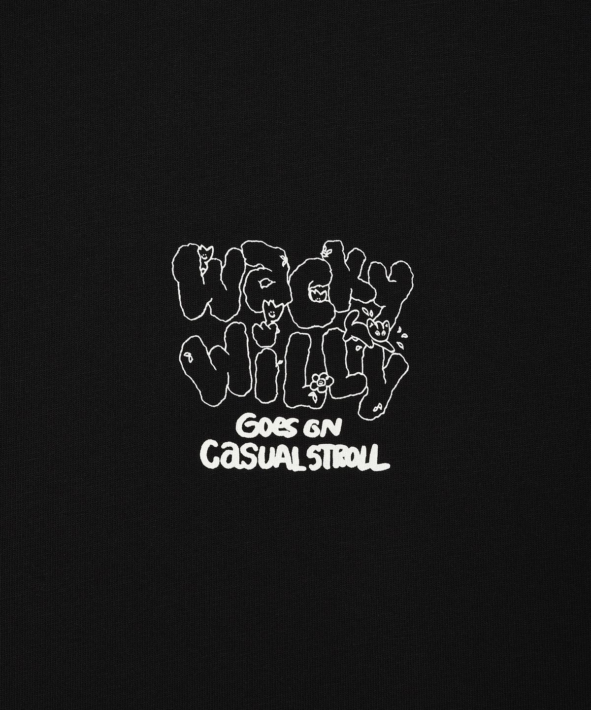 와키윌리(WACKY WILLY) 레터링 폰테 레터링 반팔 티셔츠 블랙