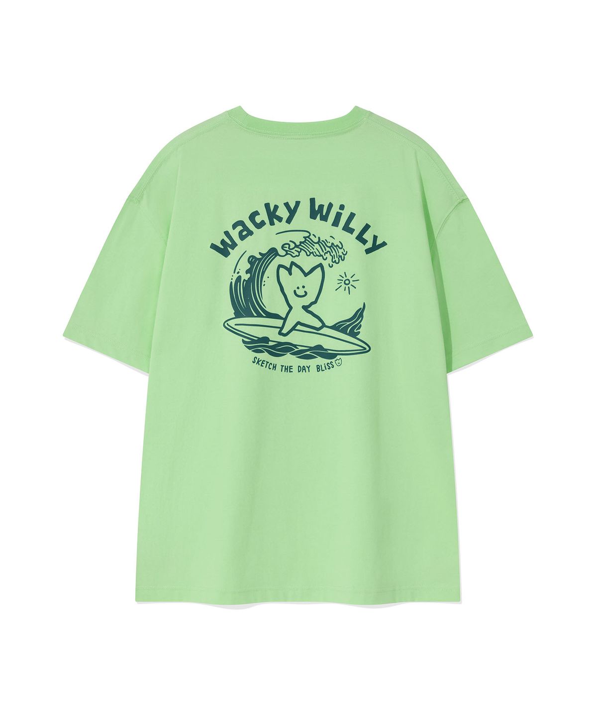 와키윌리(WACKY WILLY) 서핑 키키 그래픽 반팔 티셔츠 그린