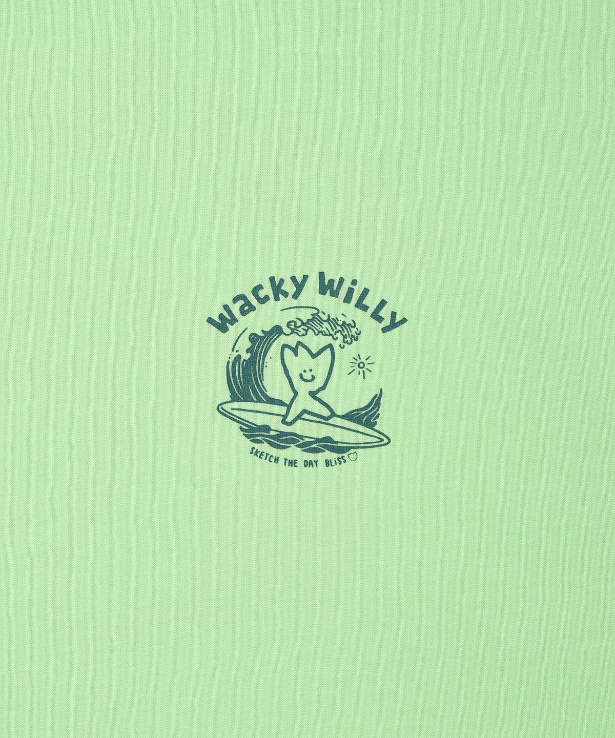 와키윌리(WACKY WILLY) 서핑 키키 그래픽 반팔 티셔츠 그린