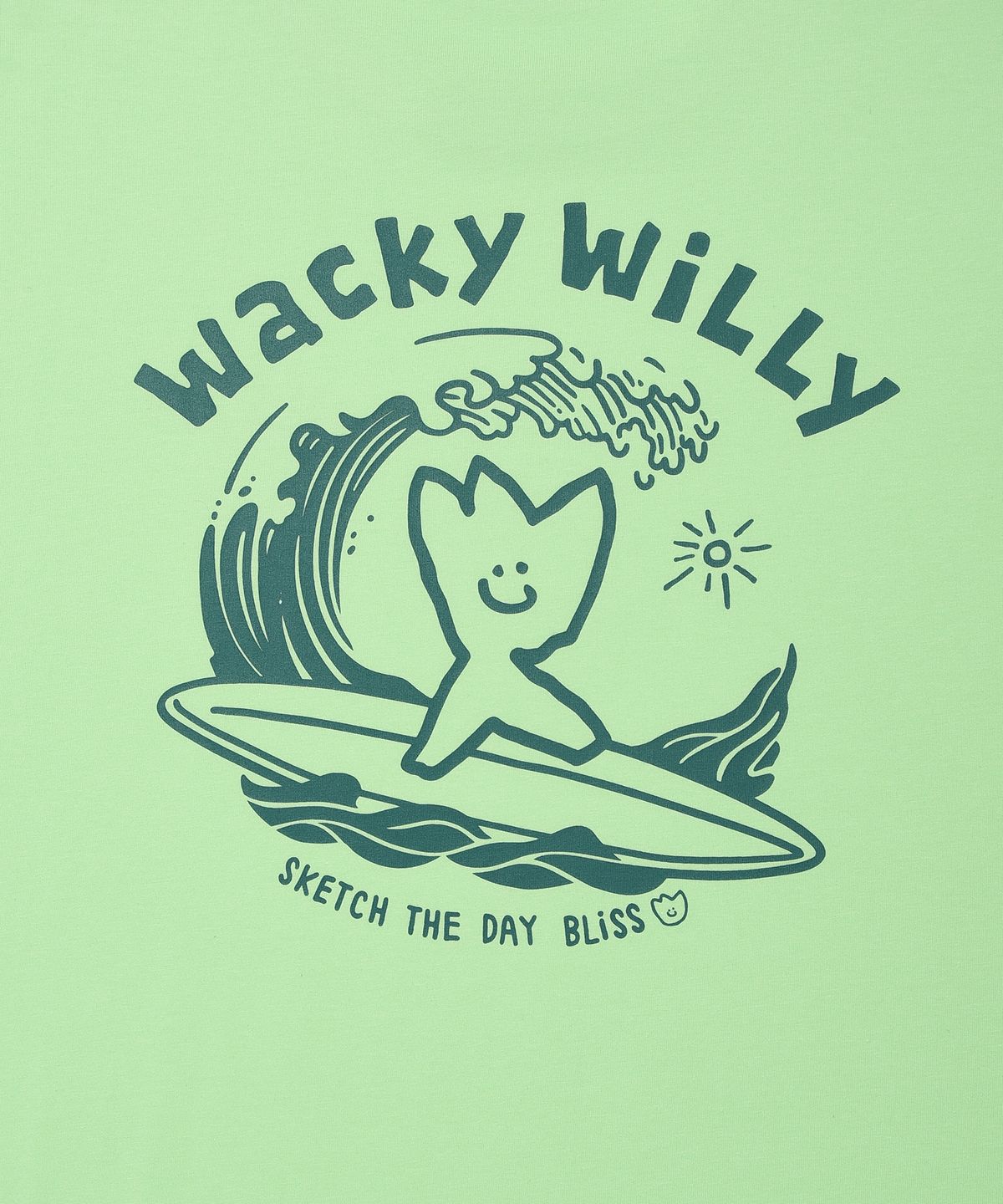 와키윌리(WACKY WILLY) 서핑 키키 그래픽 반팔 티셔츠 그린