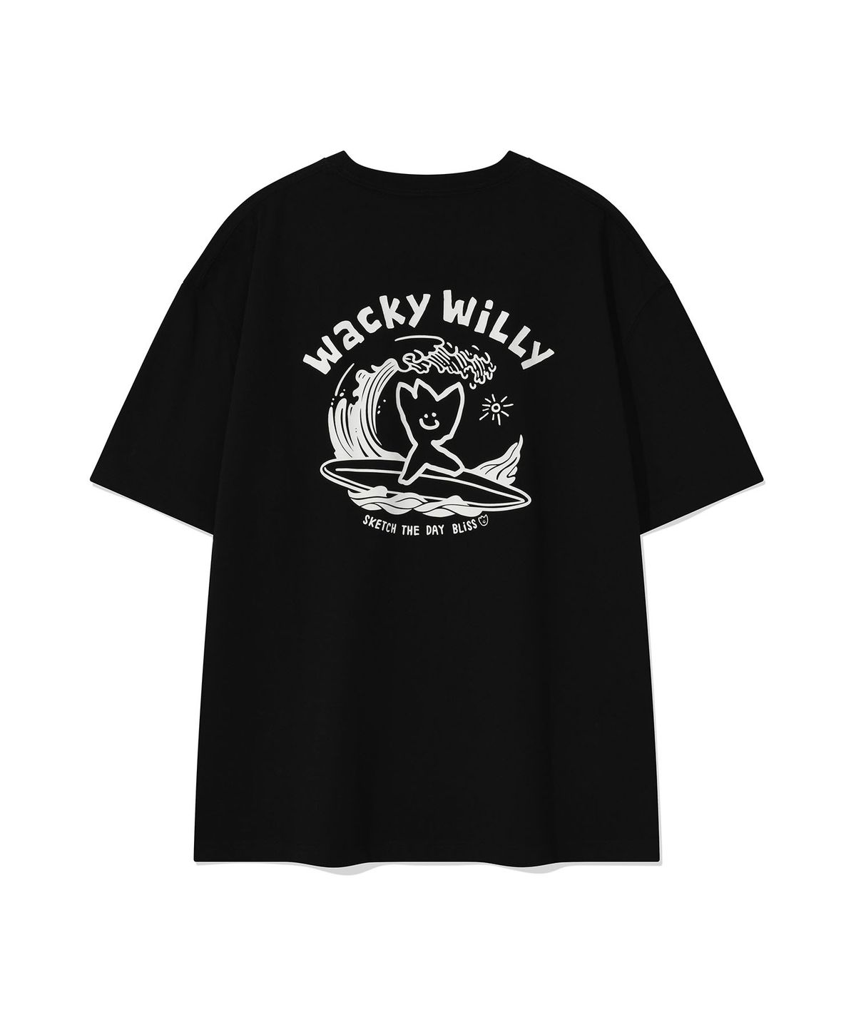와키윌리(WACKY WILLY) 서핑 키키 그래픽 반팔 티셔츠 블랙