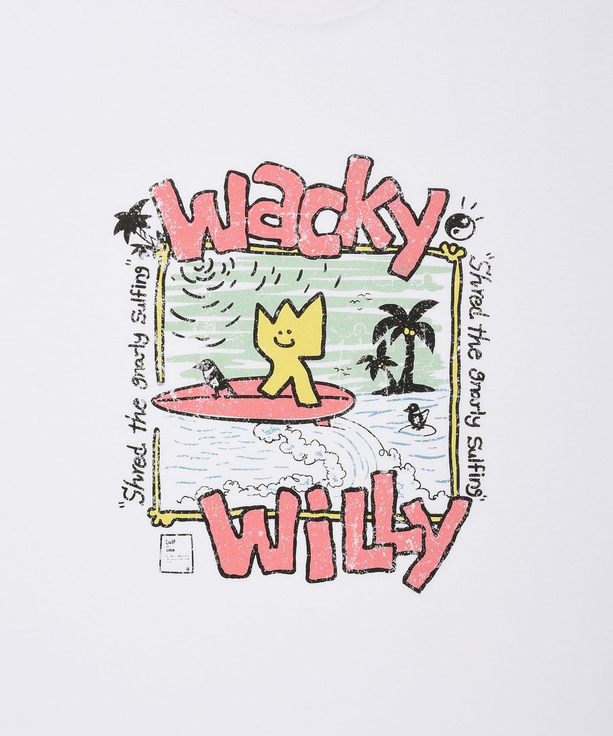 와키윌리(WACKY WILLY) 키키 바캉스 그래픽 반팔 티셔츠 화이트