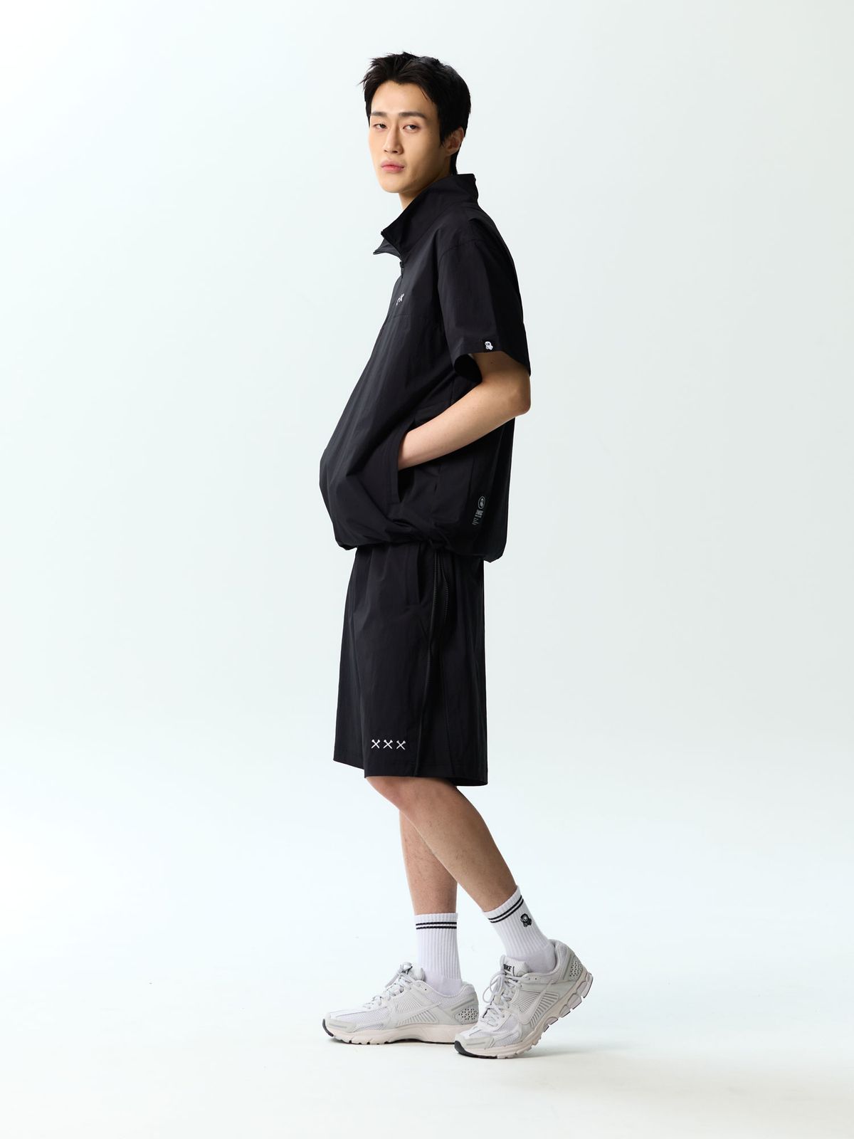 제이미웨스트(JAMIE WEST) 사이드 벤틸 집업 쇼츠 (그린)