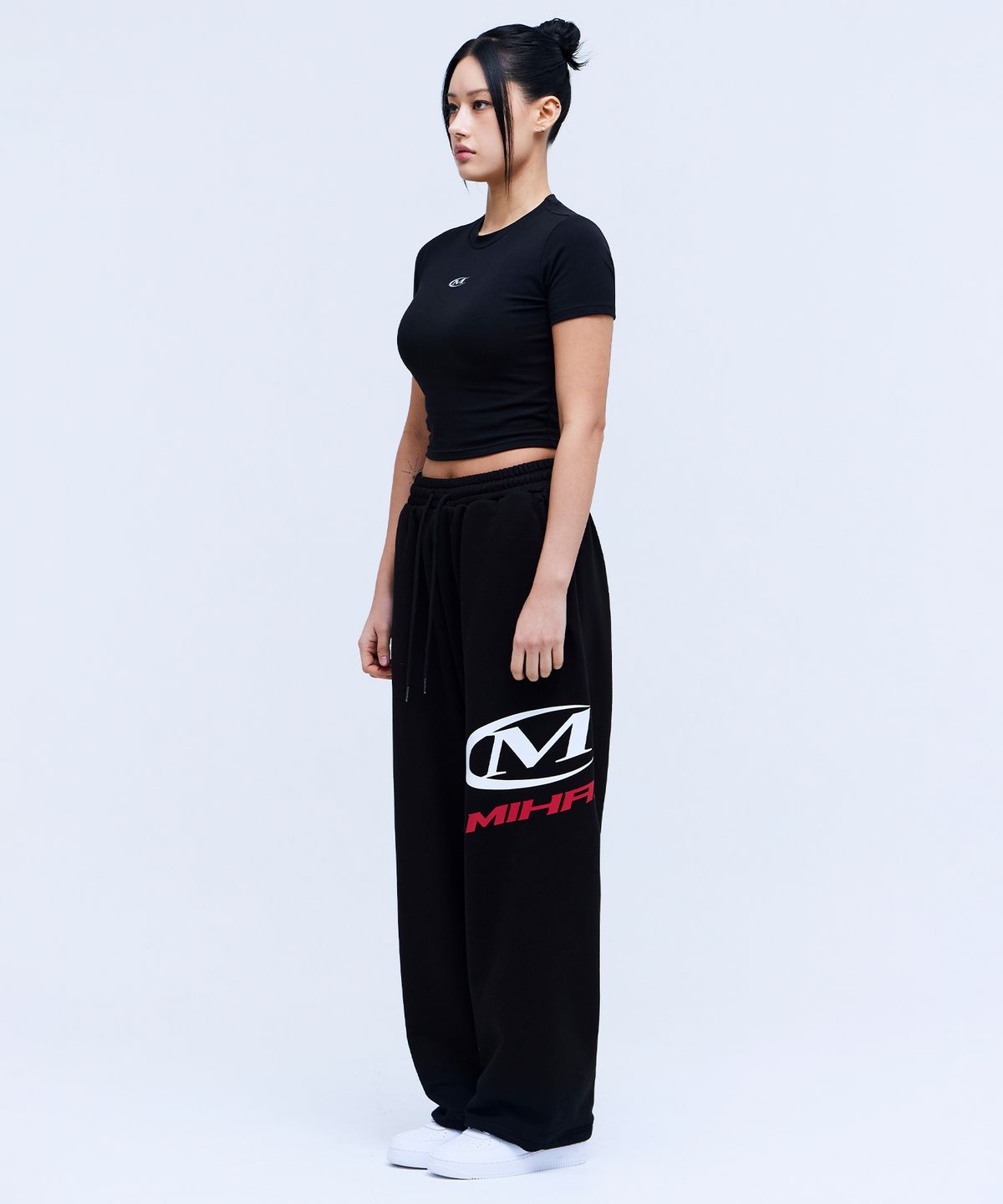 미학(MIHAK) 사이드 빅 로고 와이드 팬츠 (BLACK)