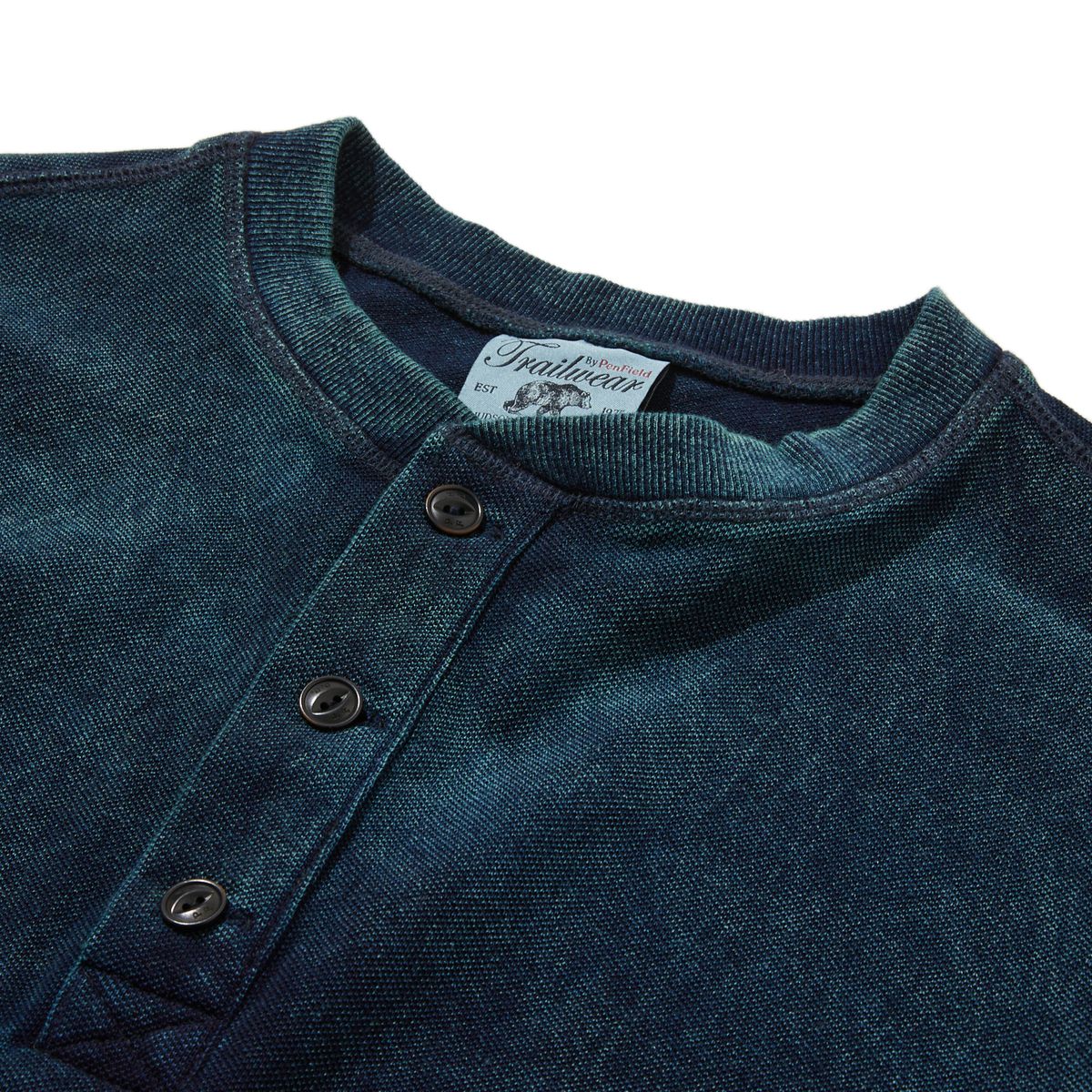 펜필드(PENFIELD) 인디고 틴워싱 헨리넥 반팔티 카키_FR2KT43U