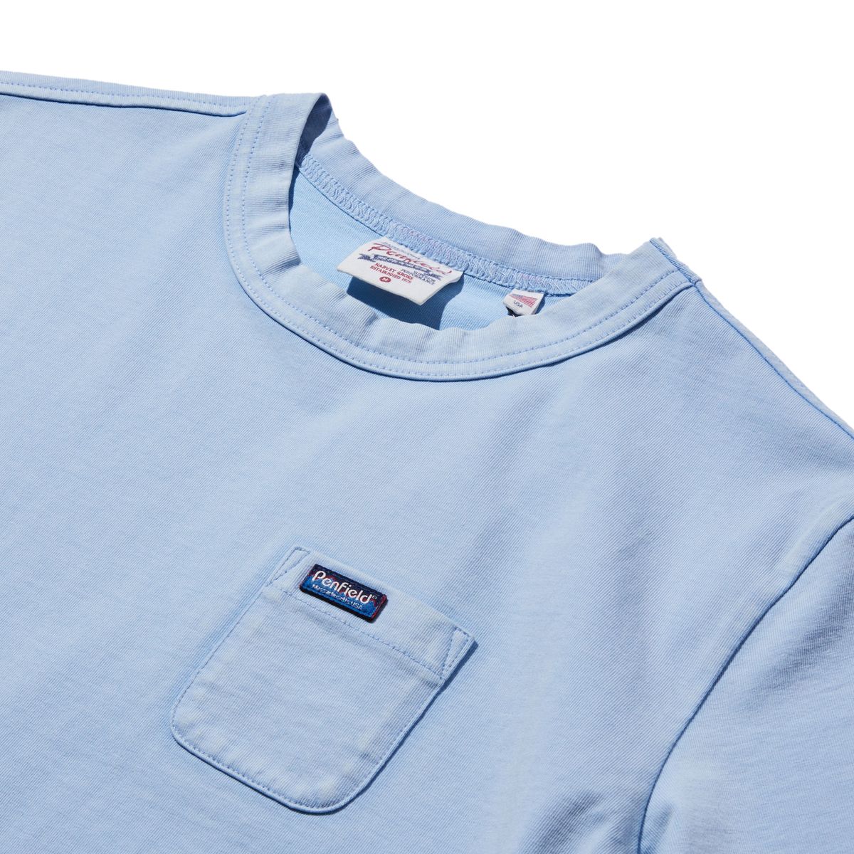 펜필드(PENFIELD) 워시드 베이직 포켓 크롭 반팔티 스카이블루_FR2KT01F