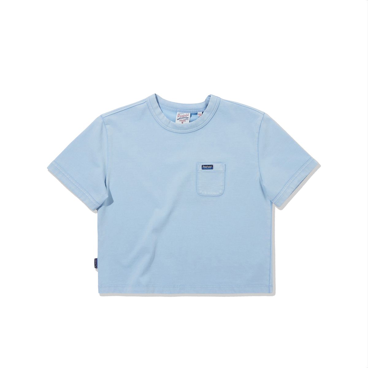 펜필드(PENFIELD) 워시드 베이직 포켓 크롭 반팔티 스카이블루_FR2KT01F