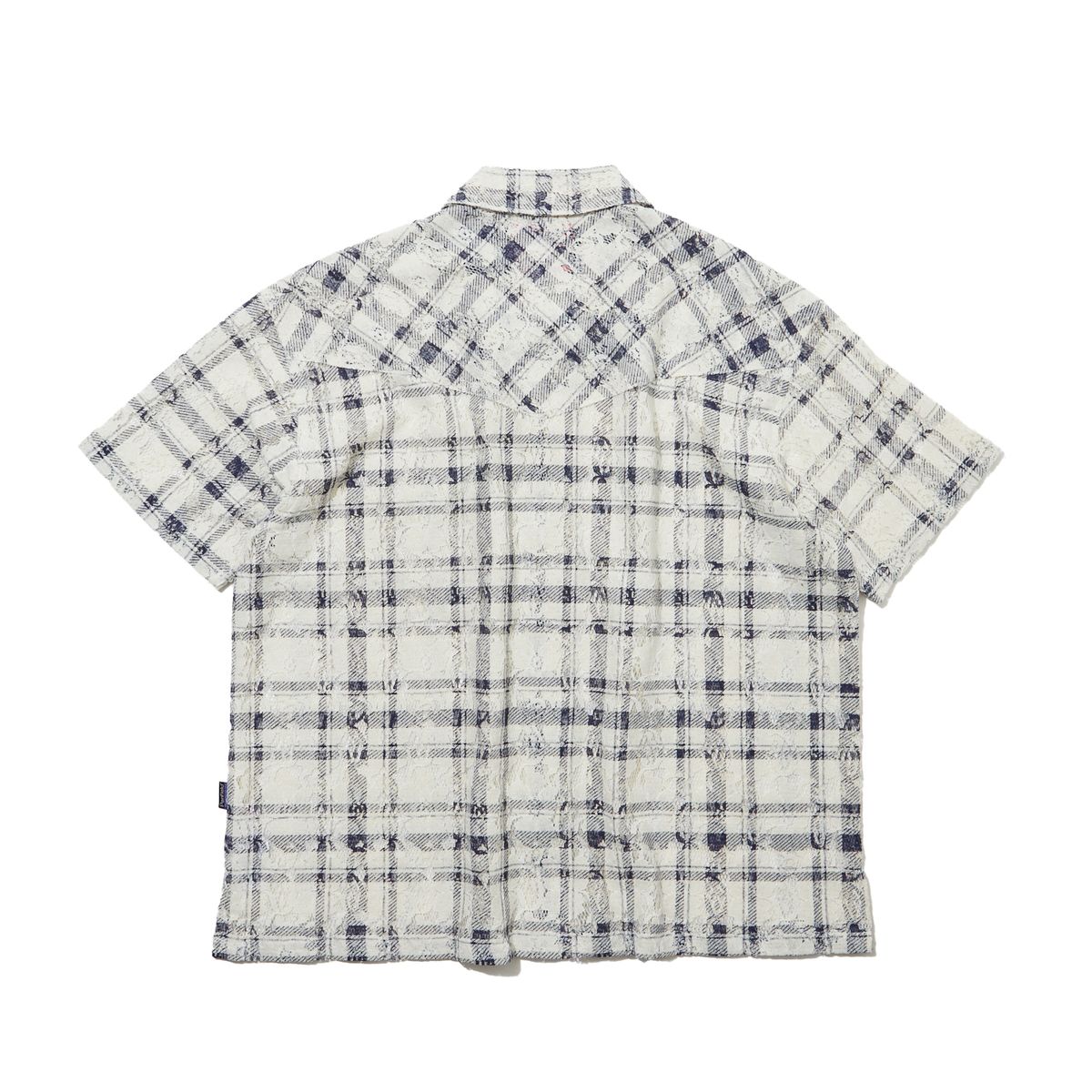 펜필드(PENFIELD) 플레이드 썸머 크로쉐 하프셔츠 아이보리_FR2WR16U