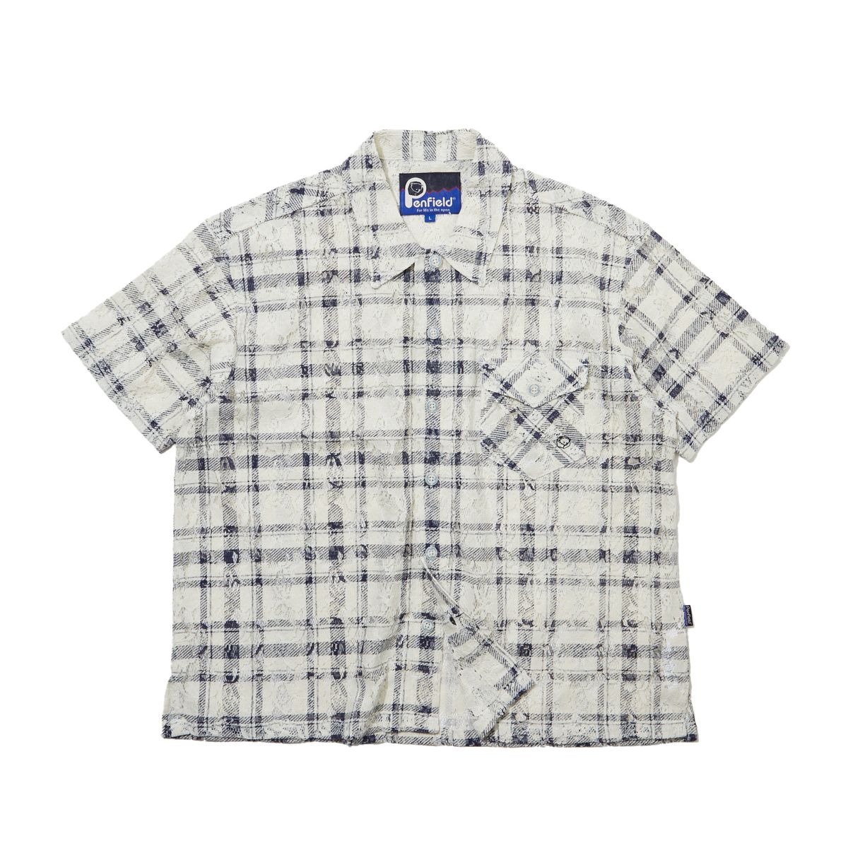 펜필드(PENFIELD) 플레이드 썸머 크로쉐 하프셔츠 아이보리_FR2WR16U