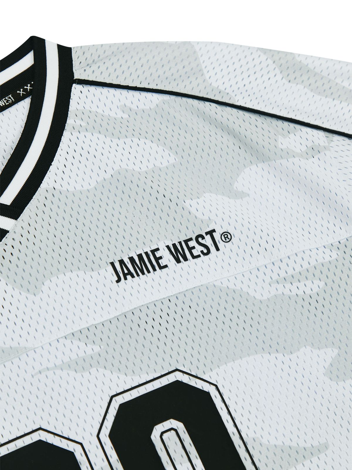 제이미웨스트(JAMIE WEST) NO.99 V넥 매쉬 카모 티셔츠 (화이트)