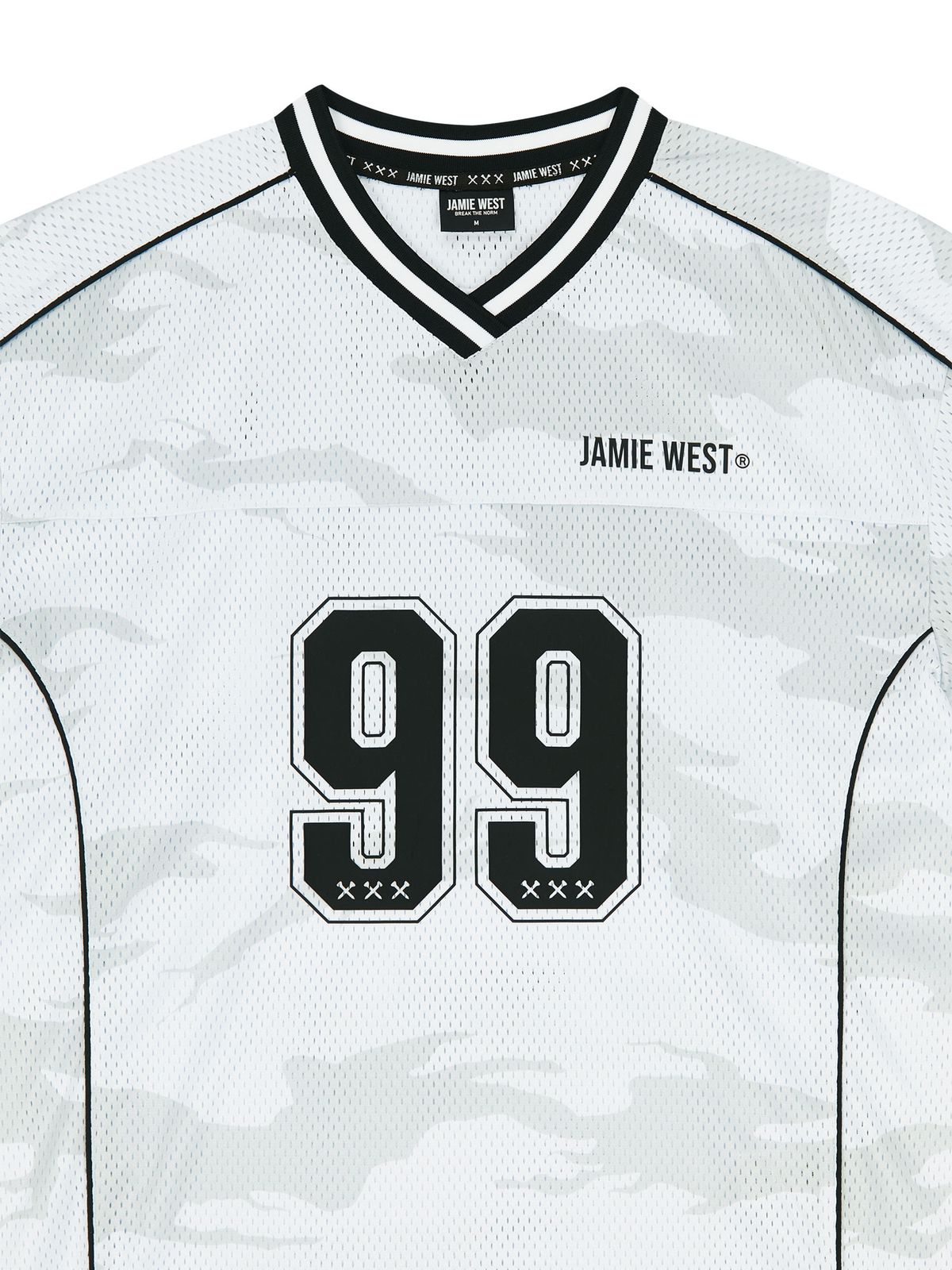 제이미웨스트(JAMIE WEST) NO.99 V넥 매쉬 카모 티셔츠 (화이트)