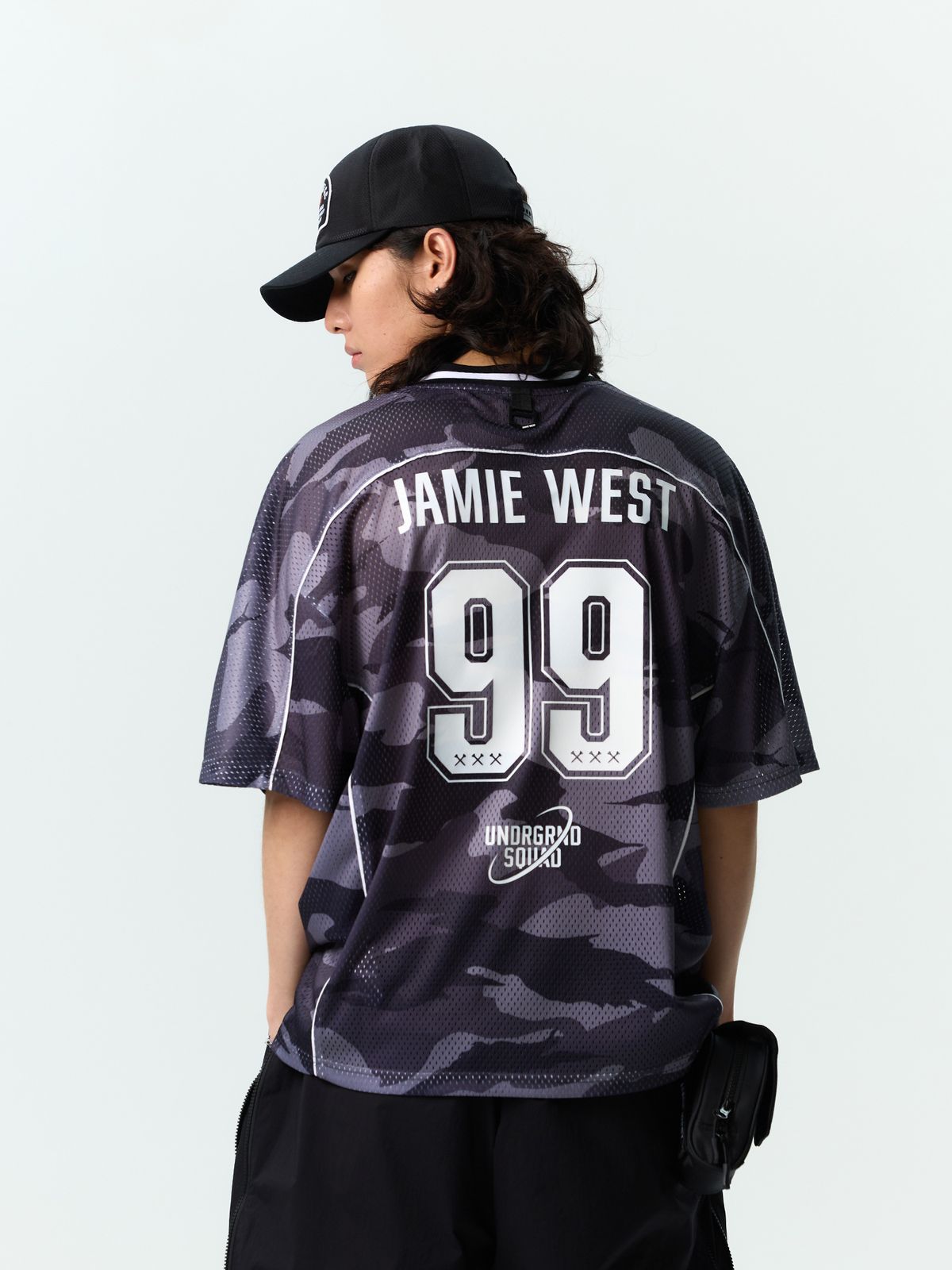 제이미웨스트(JAMIE WEST) NO.99 V넥 매쉬 카모 티셔츠 (화이트)