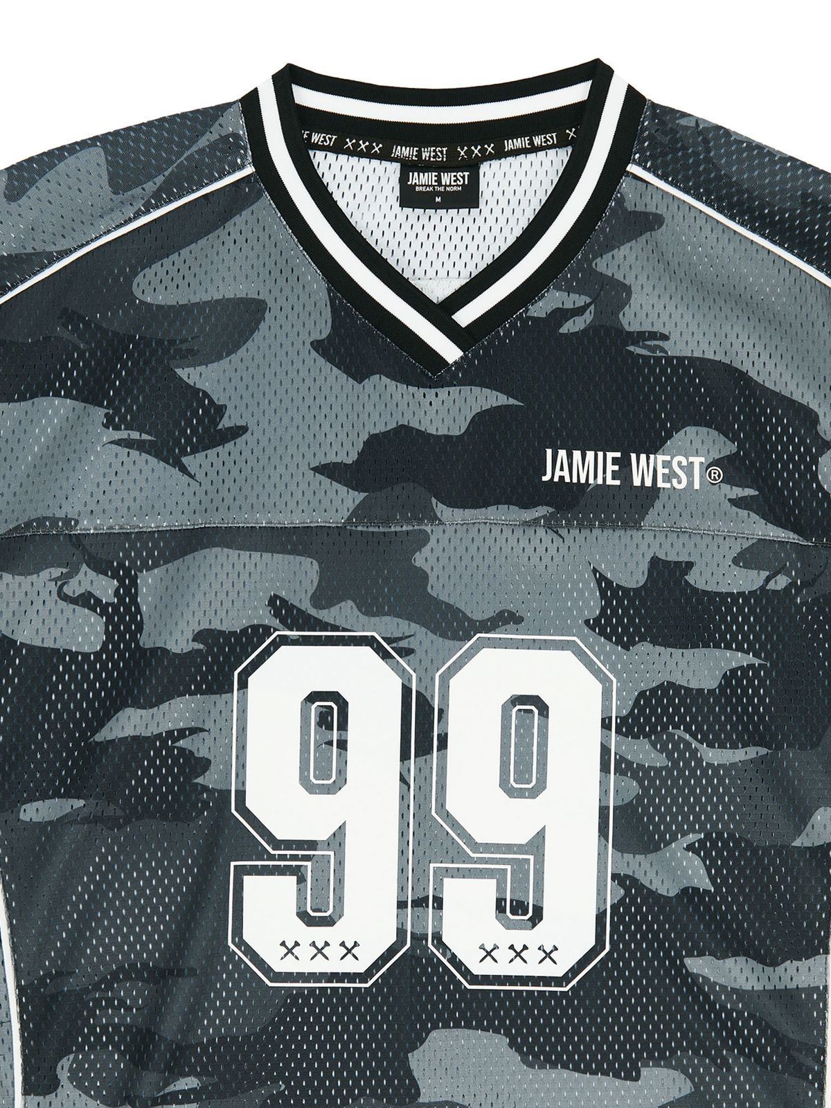 제이미웨스트(JAMIE WEST) NO.99 V넥 매쉬 카모 티셔츠 (블랙)