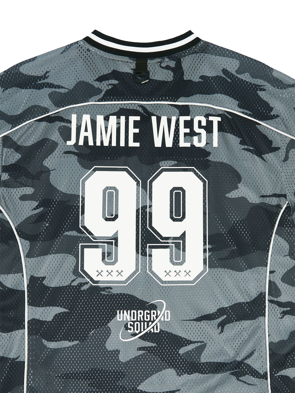 제이미웨스트(JAMIE WEST) NO.99 V넥 매쉬 카모 티셔츠 (블랙)