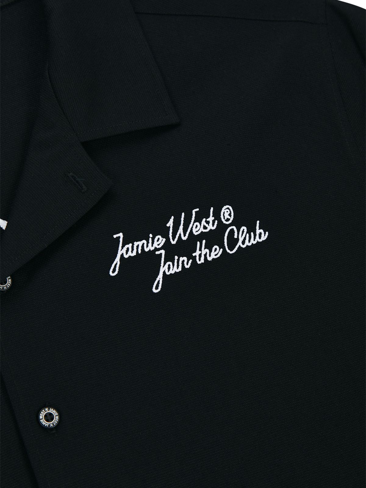 제이미웨스트(JAMIE WEST) JWGC 레터링 오픈카라 셋업셔츠 (블랙)