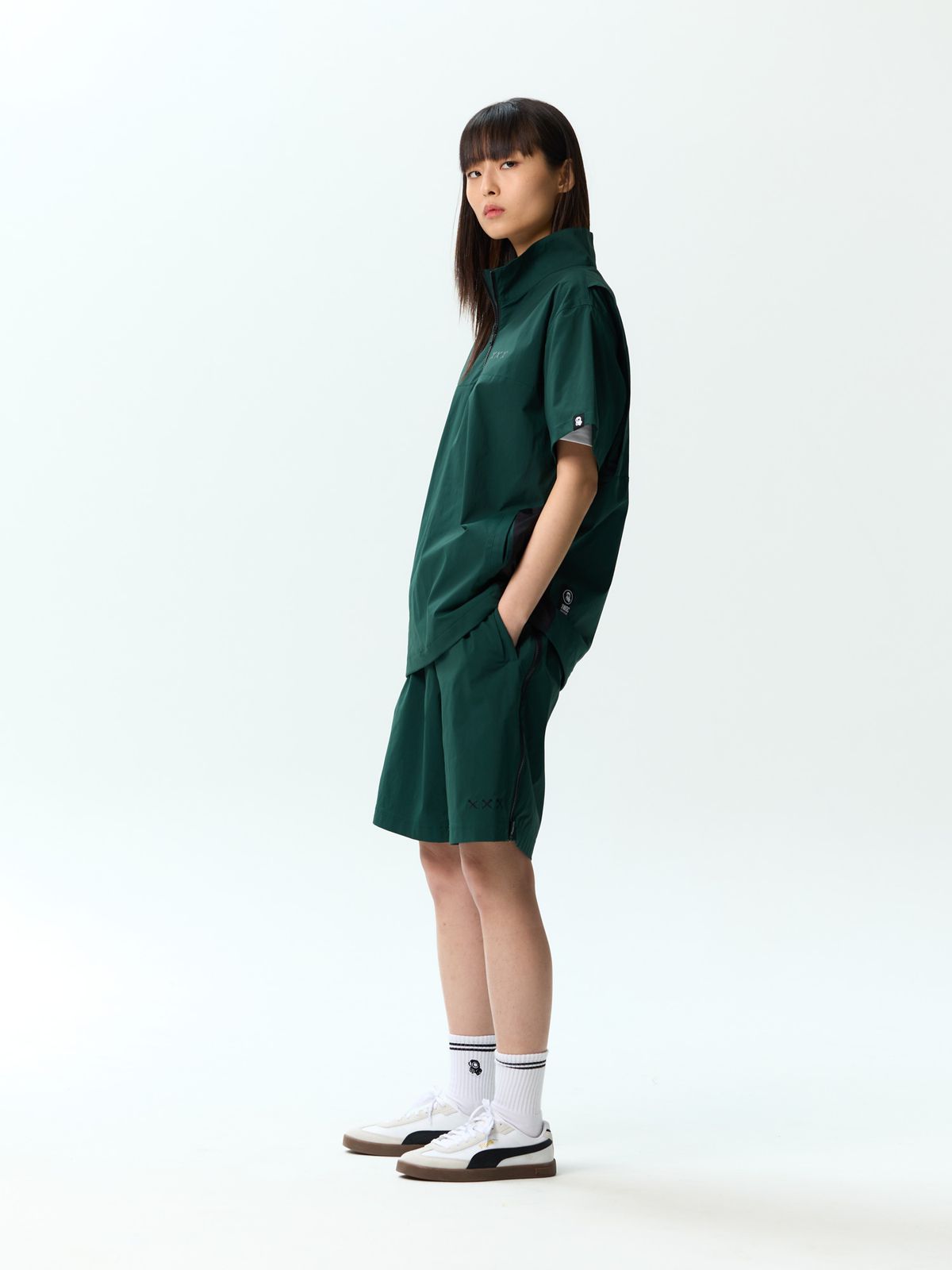 제이미웨스트(JAMIE WEST) 하프집업 벤틸 스탠드카라 티셔츠 (블랙)