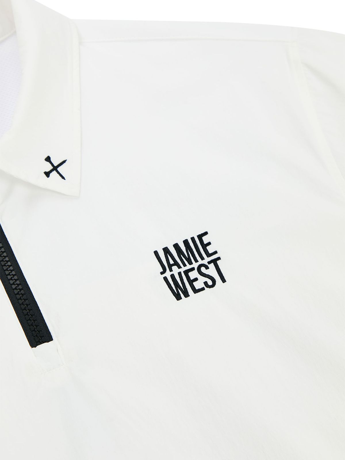 제이미웨스트(JAMIE WEST) 나일론 하프집업 벤틸 카라티셔츠 (화이트)