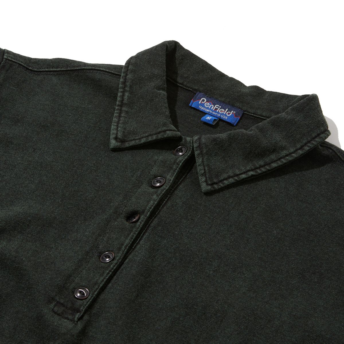 펜필드(PENFIELD) 인디고 틴워싱 카라 플레어 원피스 카키_FR2KS06F