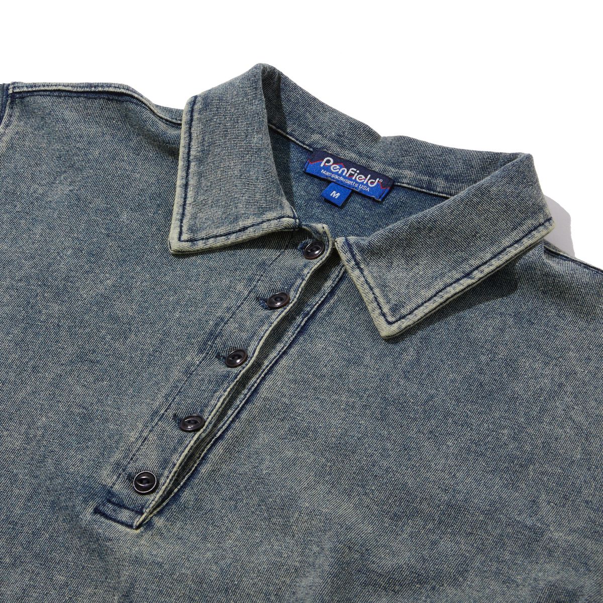 펜필드(PENFIELD) 인디고 틴워싱 카라 플레어 원피스 인디고_FR2KS05F