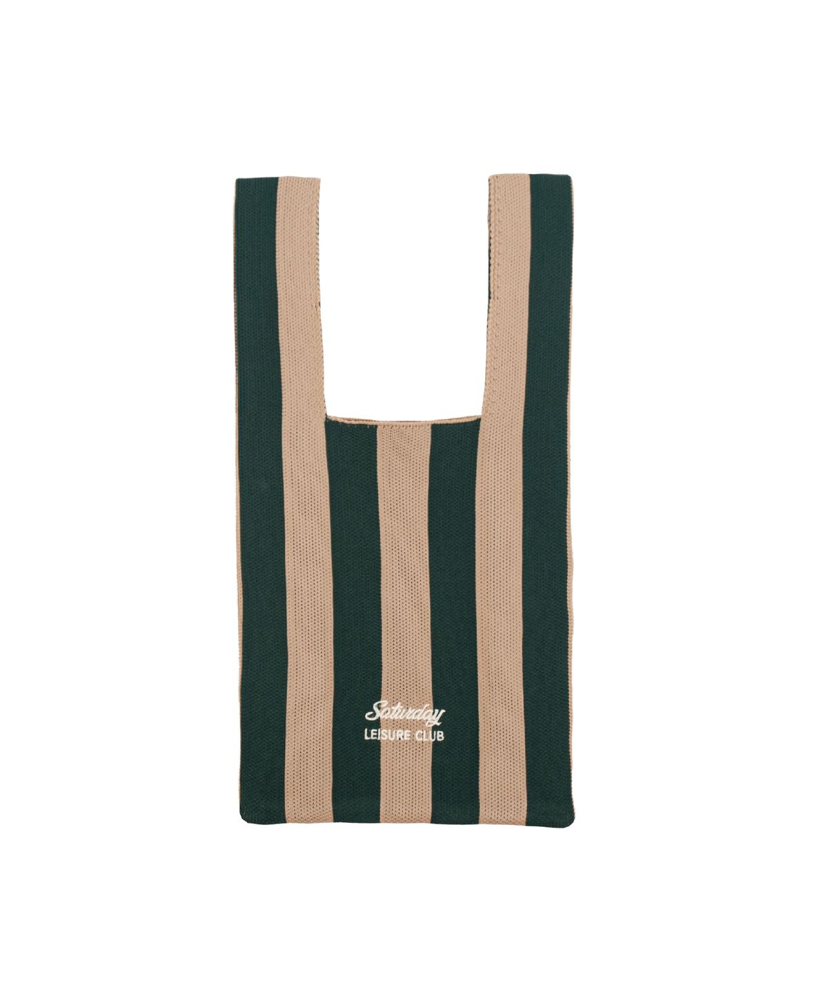 세러데이 레저 클럽(SATURDAY LEISURE CLUB) Stripe Knit Tote Bag - Green & Beige