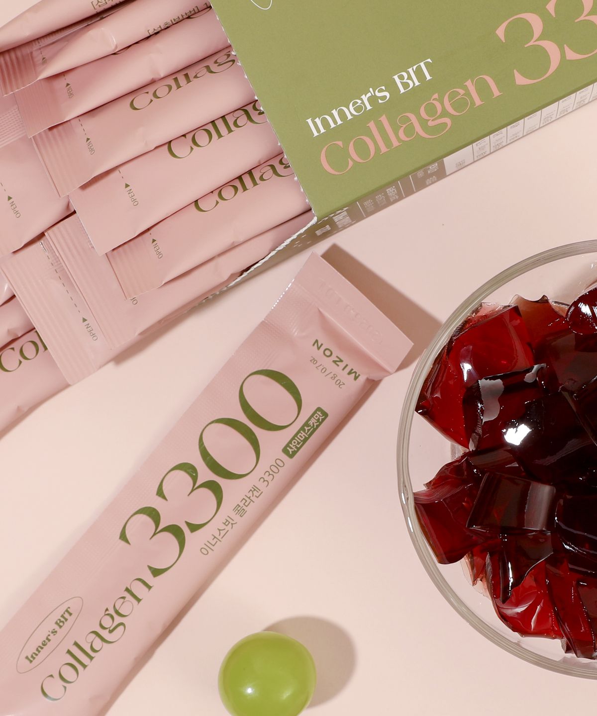 미즈온(MIZON) 이너스빗 프리미엄 식물성 비건 먹는 콜라겐 젤리스틱 3300mg 14포