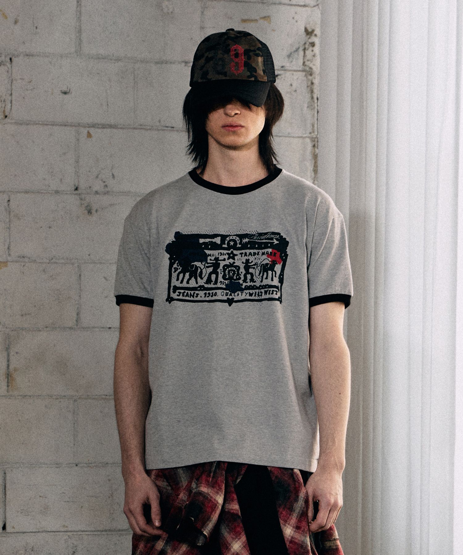 [THEVINYLHOUSE] COWBOY PICTOGRAM RINGER TEE /追跡付 MUSINSA公式 | THEVINYLHOUSE COWBOY PICTOGRAM RINGER TEE GREY