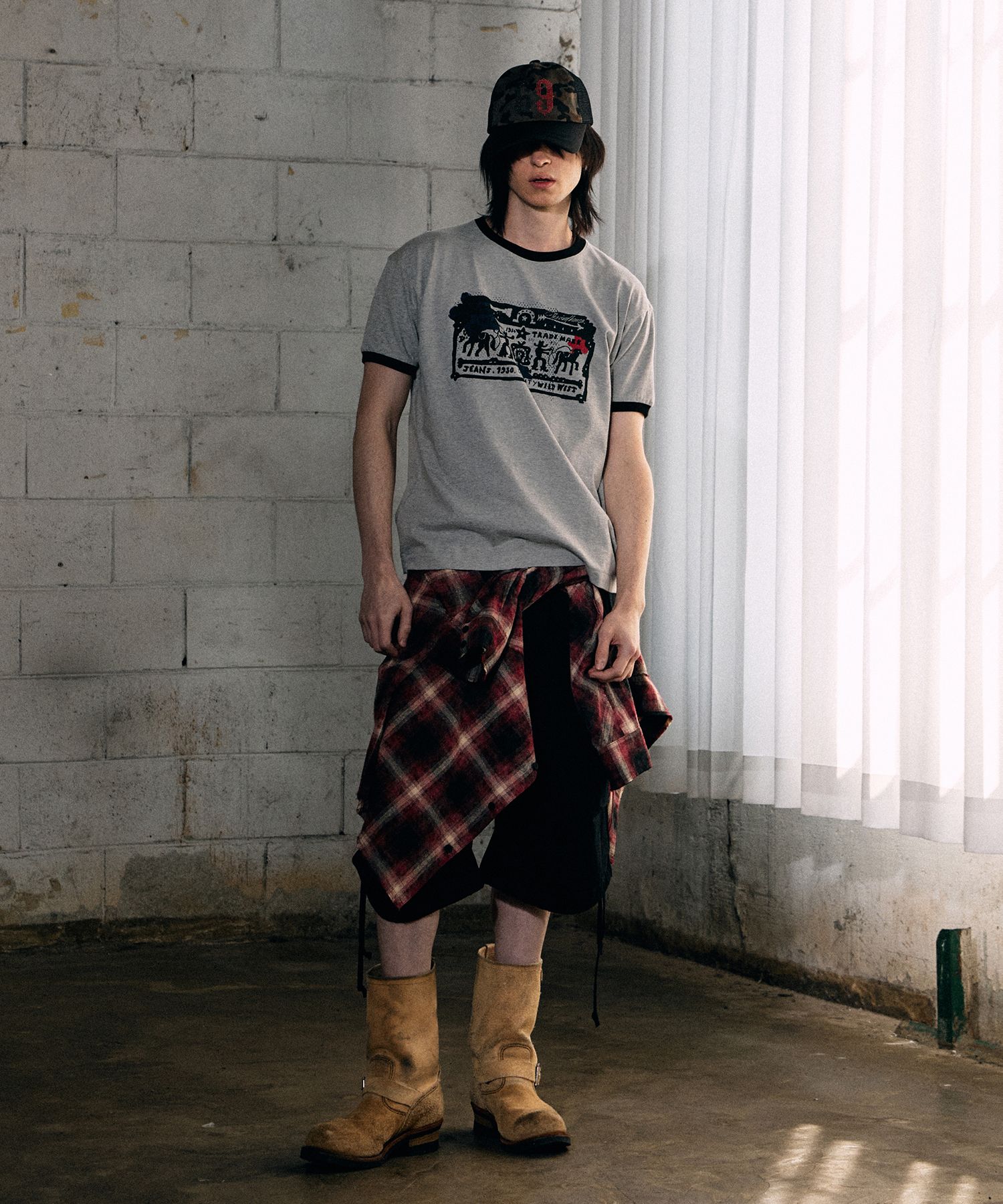 MUSINSA公式 | THEVINYLHOUSE COWBOY PICTOGRAM RINGER TEE GREY