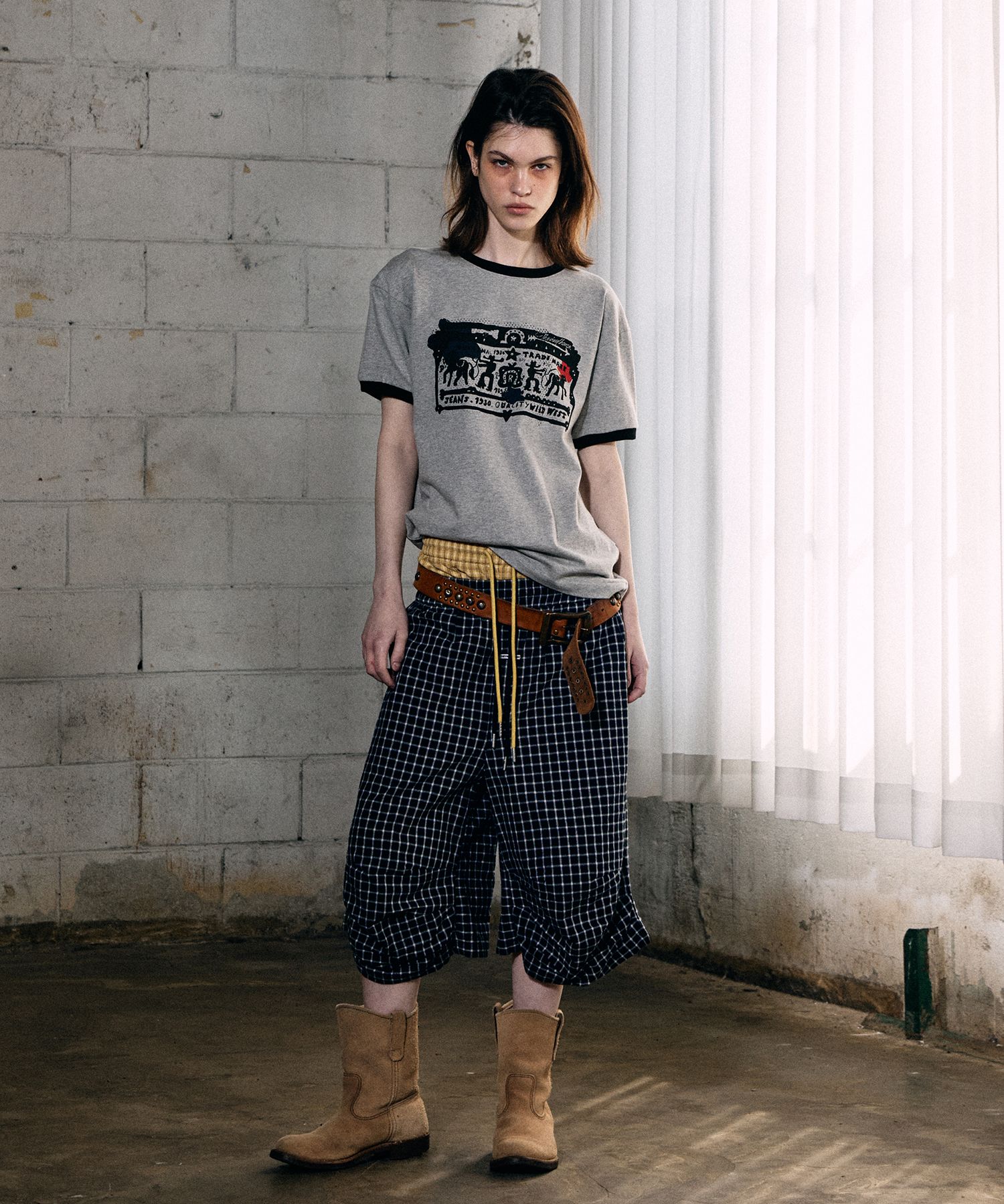 [THEVINYLHOUSE] COWBOY PICTOGRAM RINGER TEE /追跡付 MUSINSA公式 | THEVINYLHOUSE COWBOY PICTOGRAM RINGER TEE GREY